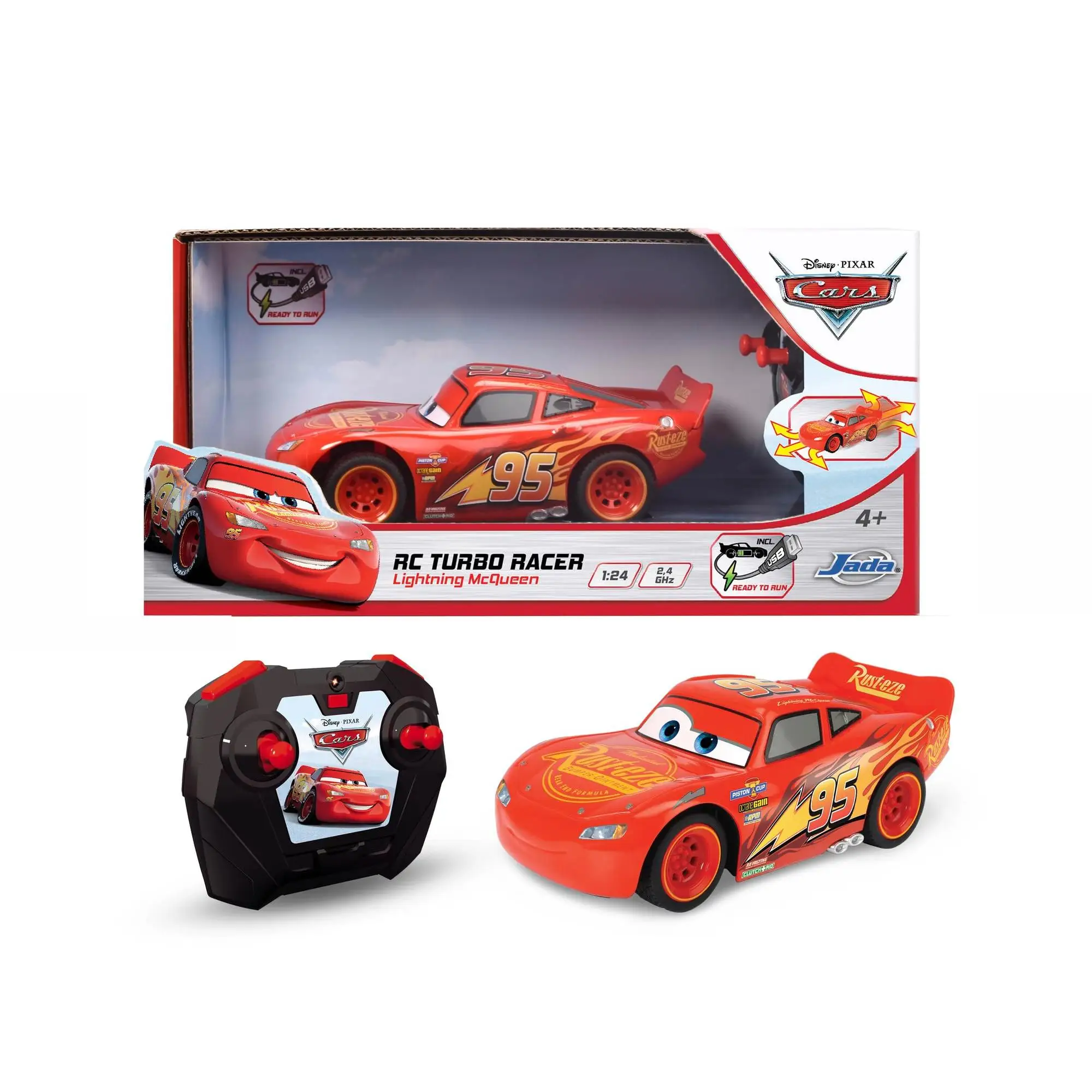 Jada - Coche Cars Rayo MC Queen 1:24 con Mando a Distancia de 17 cm, +4 años Jada  203084038