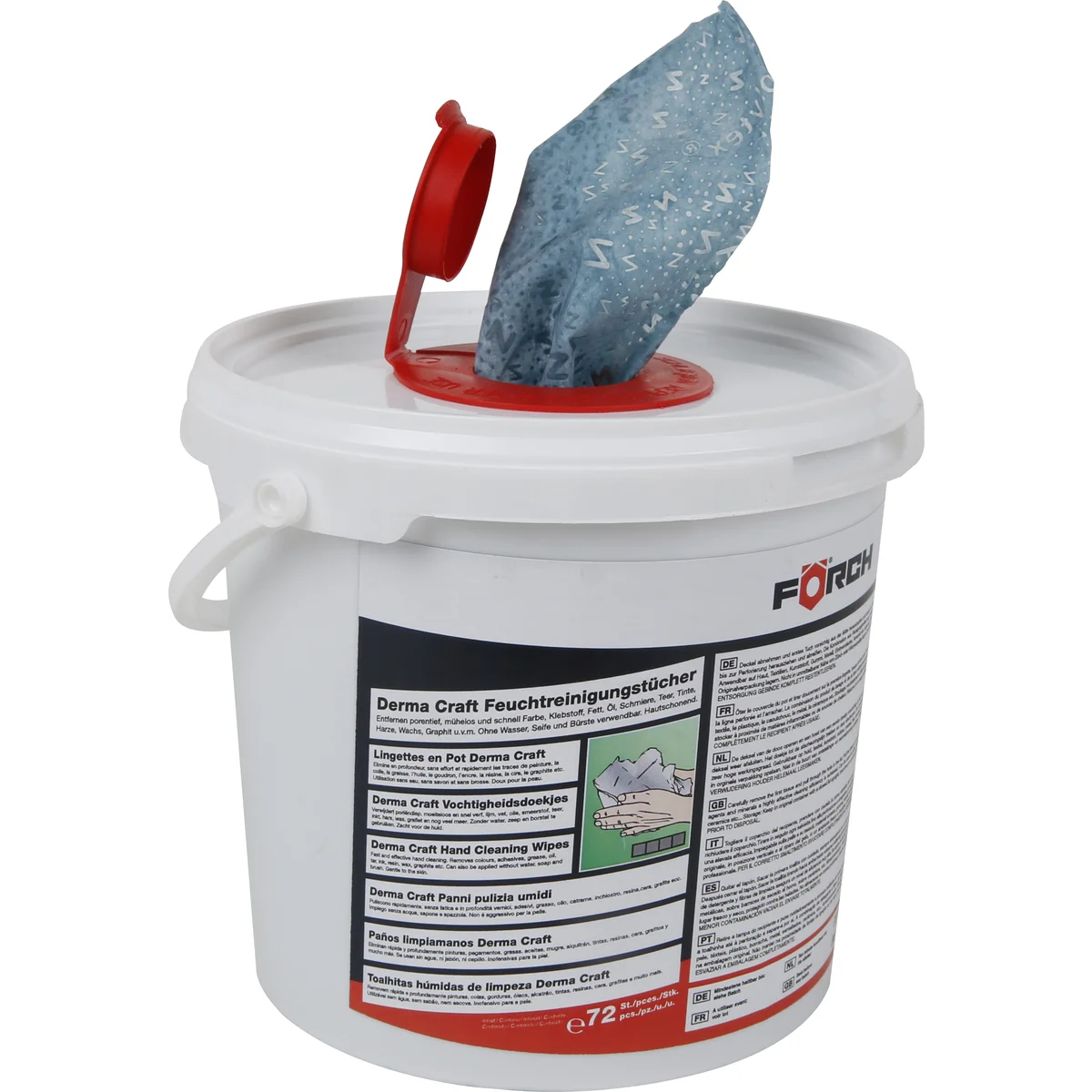 Toallitas de Limpieza Húmedas Derma Craft en Cubo de 72 uds - Ideal para talleres y oficios