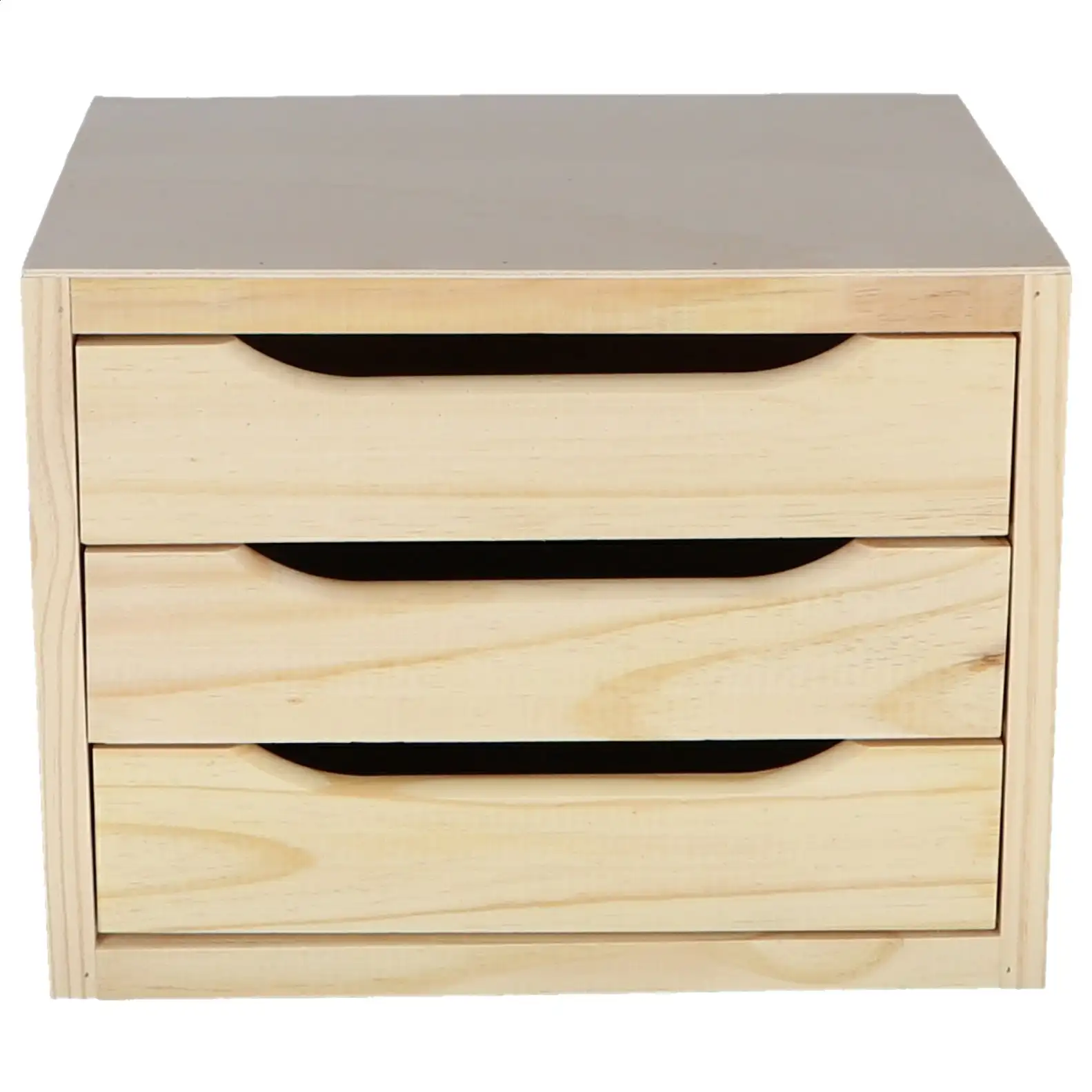 Wellhome Cajonera de Almacenamiento con 3 Cajones de Pino Masivo Natural - 39x30x29,5cm