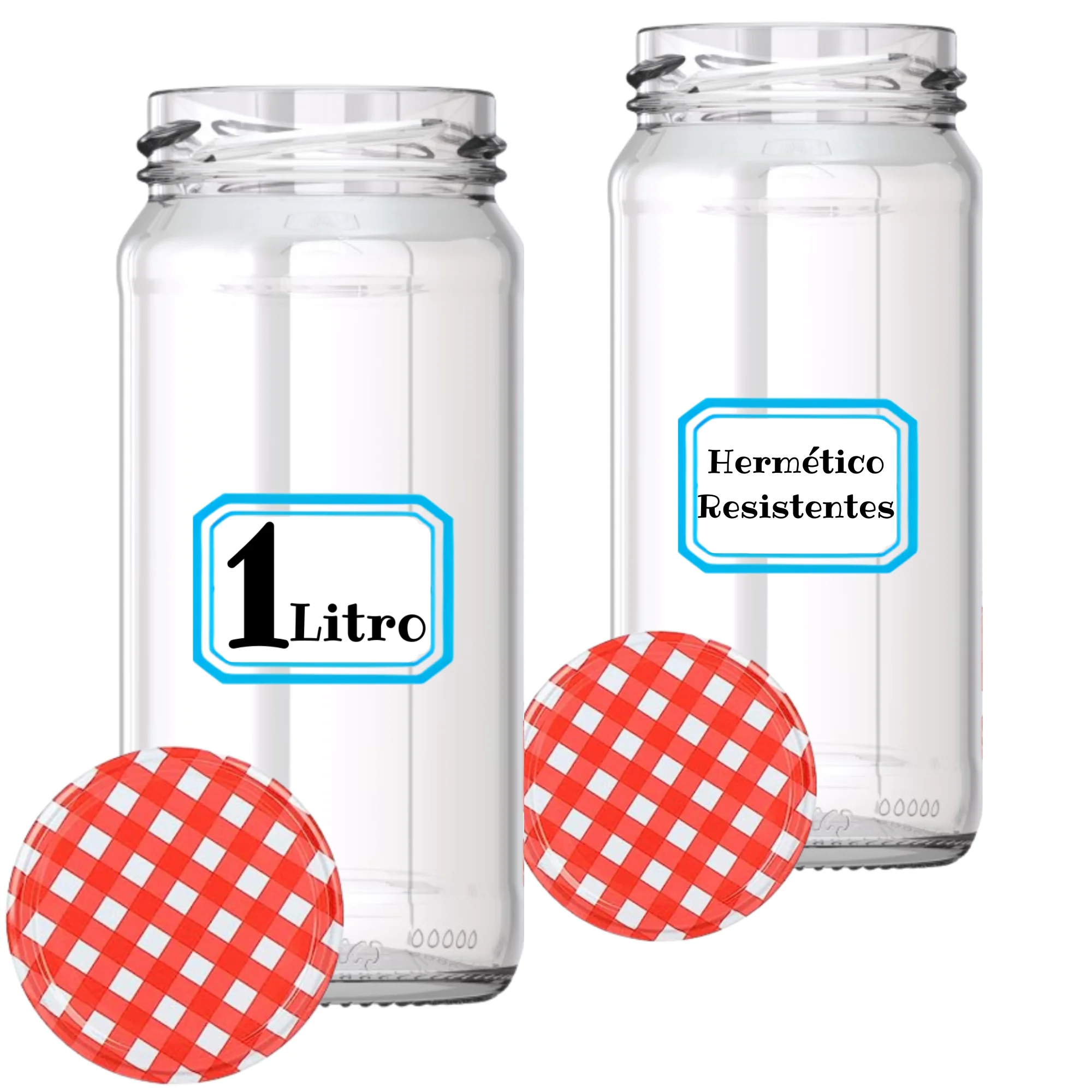 MundoTarros Tarros de Cristal de 1 litro con Tapas de Metal + Ebook de 102 Recetas - Frascos grandes para Conservas, Encurtidos, Alimentos Caseros - Incluye Etiquetas
