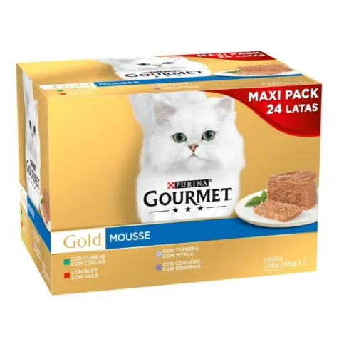 Purina Gourmet Gold Mousse Pack Surtido Carnes Gato Latas 24 x 85 gr