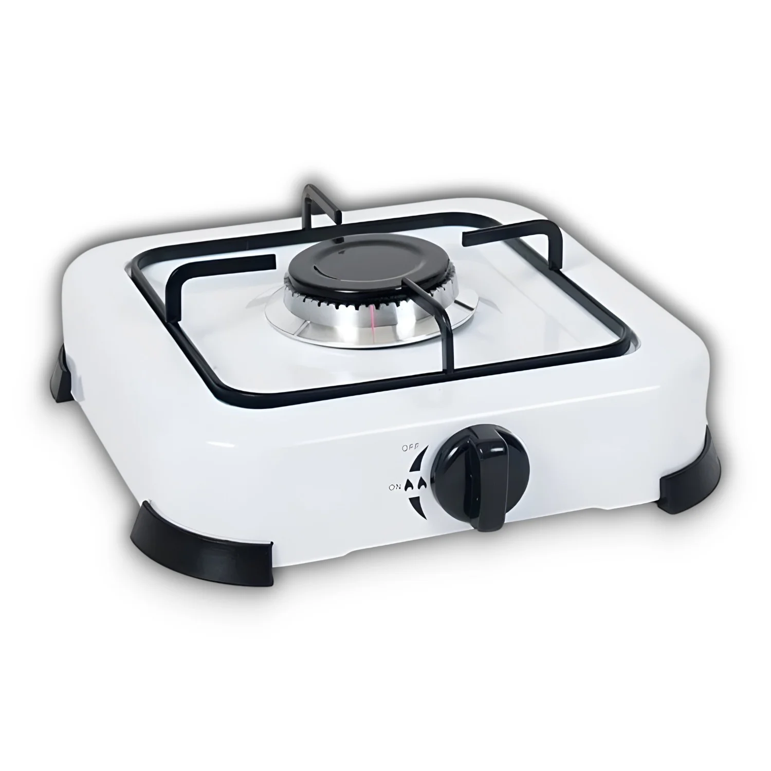 Portable Butane Stove Kitchen&Go - Compact 28x7x28 cm, lightweight stainless steel design, perfect for camping and outdoor cooking with efficient single burner. Ideal portable gas stove for any adventure or home emergency.