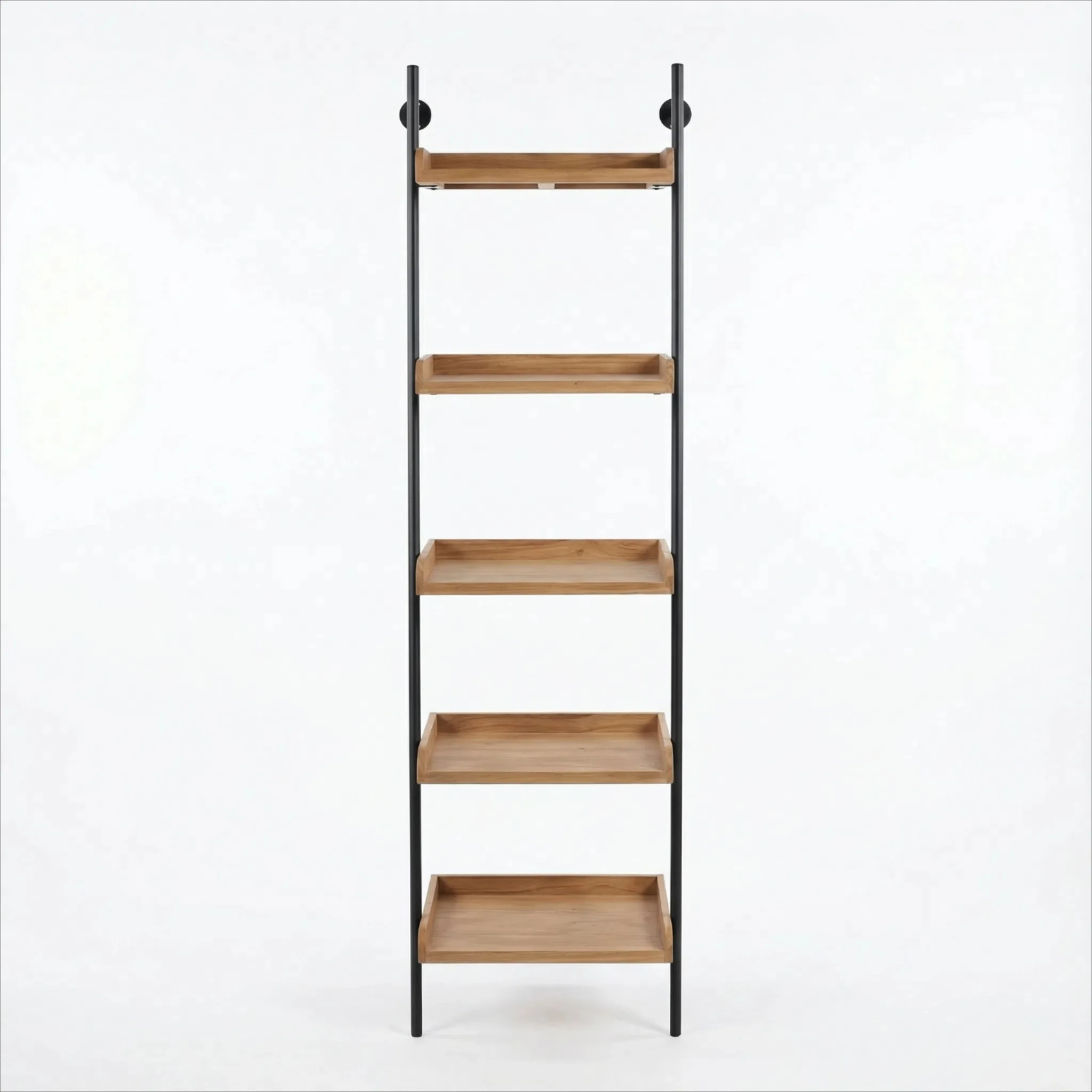 LIN HOME XZ-22247 Estantería de 5 niveles de metal y madera - Estantería moderna con estructura vertical (46 × 38 × 150 cm) - Almacenamiento para salón, biblioteca u oficina
