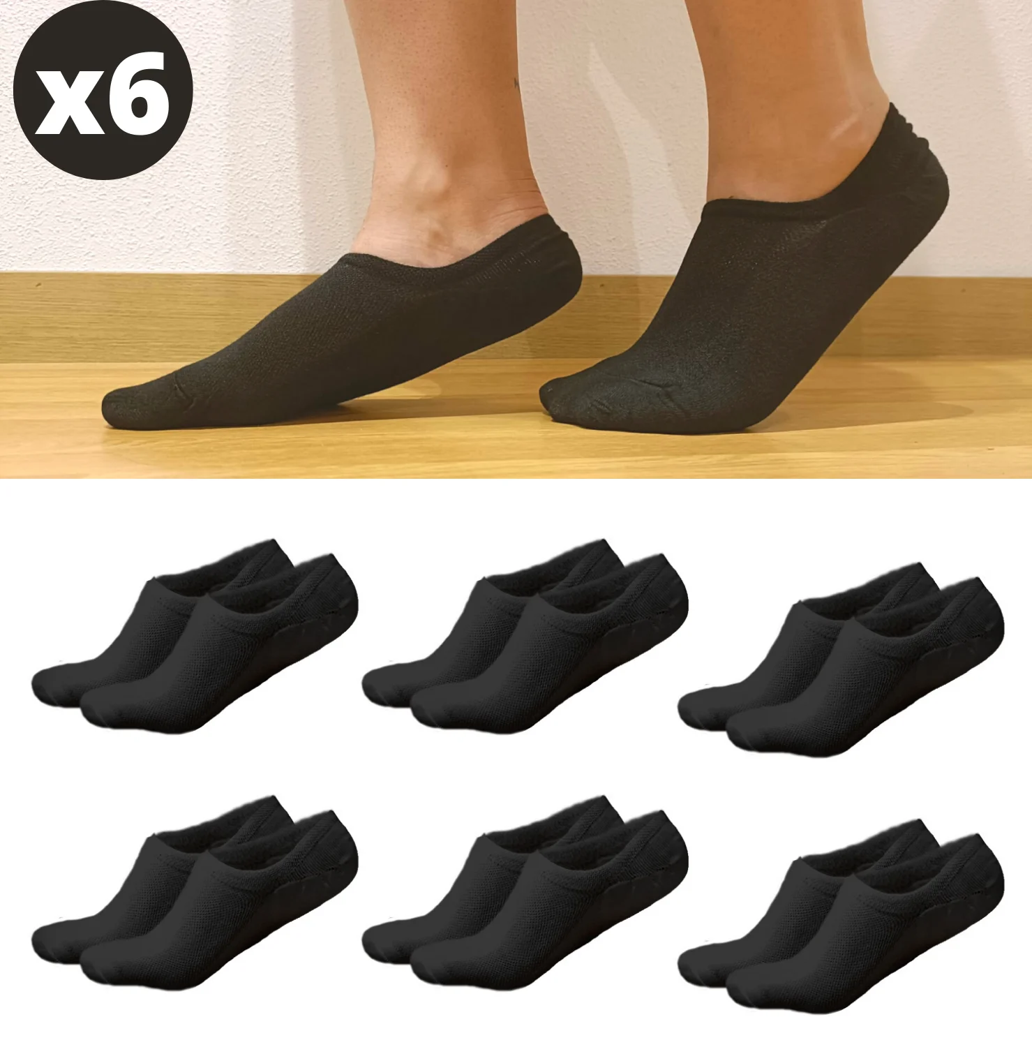 NAKLOE Men's Invisible Socks-Men's Pinkies-Short Socks-Men's Black Socks-Men's Ankle Socks (Size 40/46)