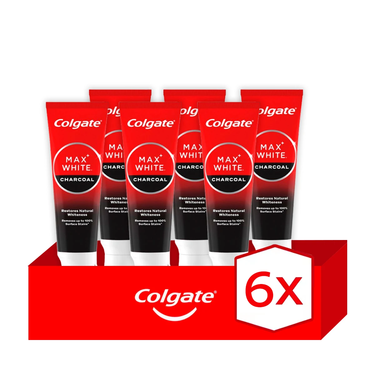 Pasta de dientes blanqueadora Colgate Max White con Carbón 75ml Pack de 6 | Blanqueamiento Suave con