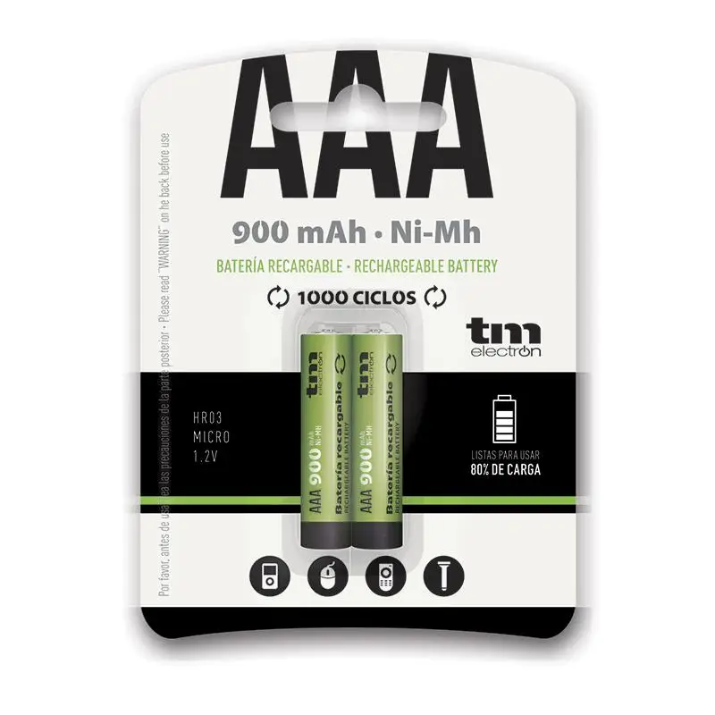 TM Electron Electron Electron Electron Electron Electron Electron Batería Recargable Ni-Mh AAA 900mah (2uds.)