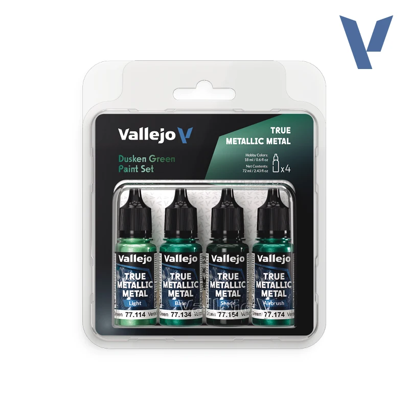 True Metallic Metal set de pinturas Verde Sombrío (Dusken Green) de Acrylicos Vallejo. TMM 77257