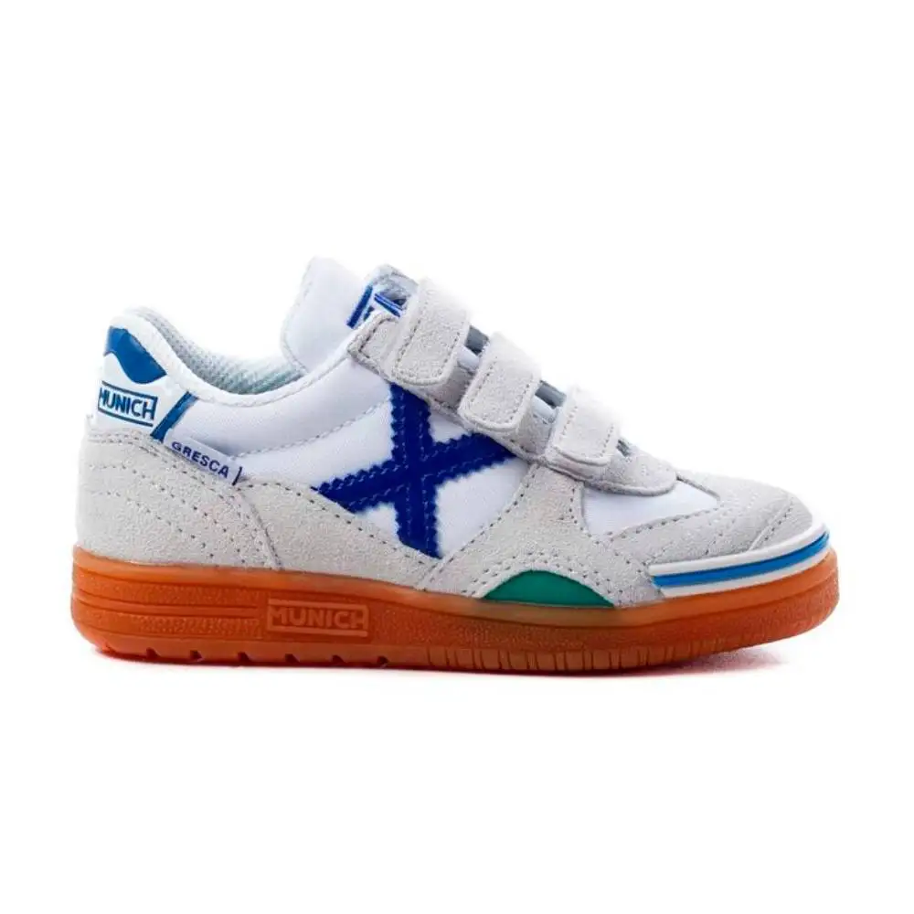Zapatillas Munich Gresca Kid Velcro 1508604 Blanco para FĂştbol Sala