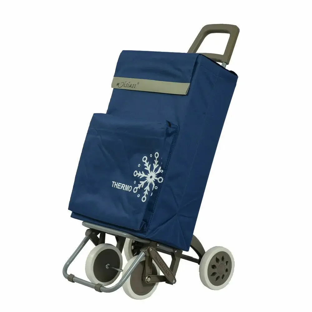 Shopping Cart 4 Wheels 2 Pockets One for Frozen Market, Beach Cart, Caroo with Thermal Storage Bags, Vegetable Shopping Bag