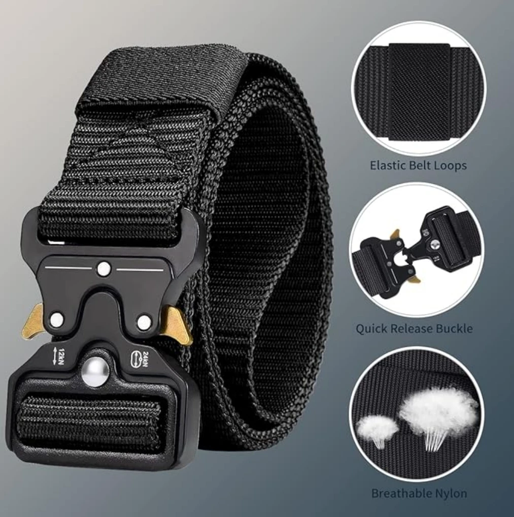 Military/Police Tactical Belt for Men and Women Military-style Nylon Police Canvas Belts with Quick Release Metal Buckle for Army Training