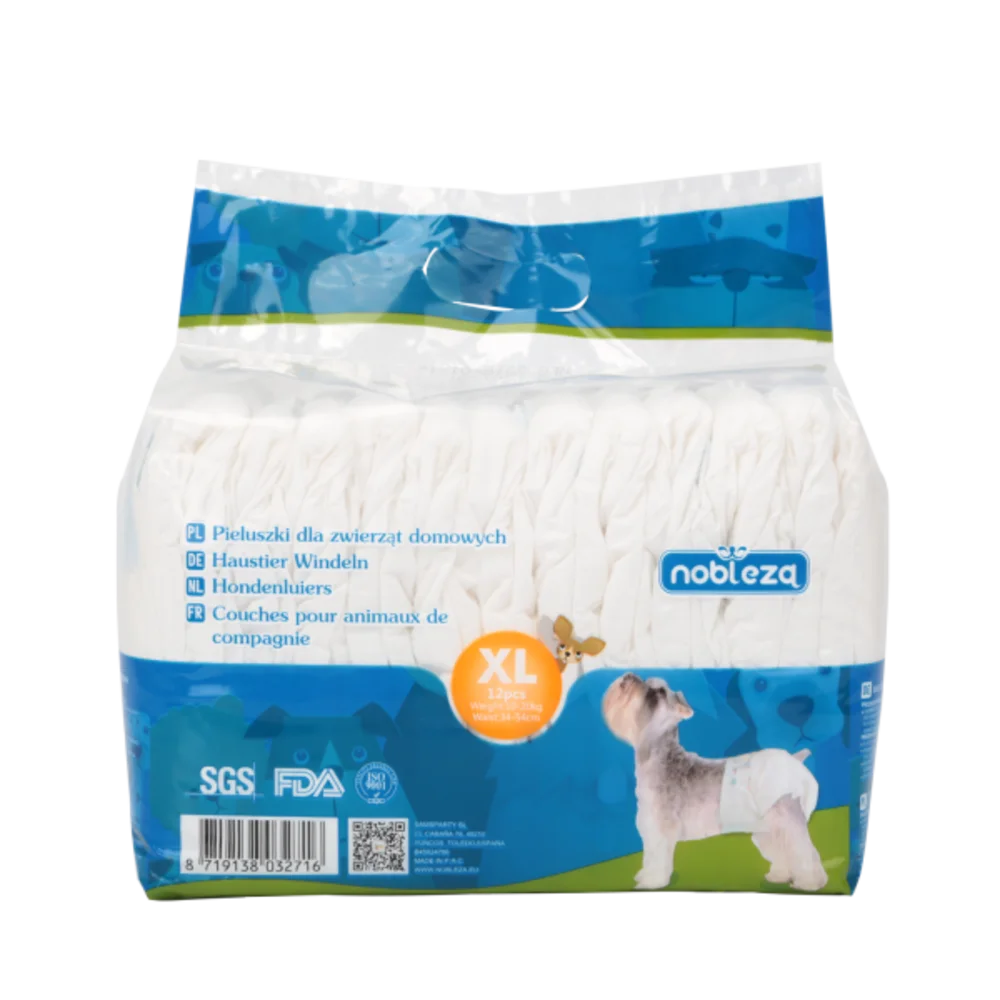 Nobleza 12x Pañales para Perros Desechables Hembra Cachorro Entrenamiento Paquete de 12, XL