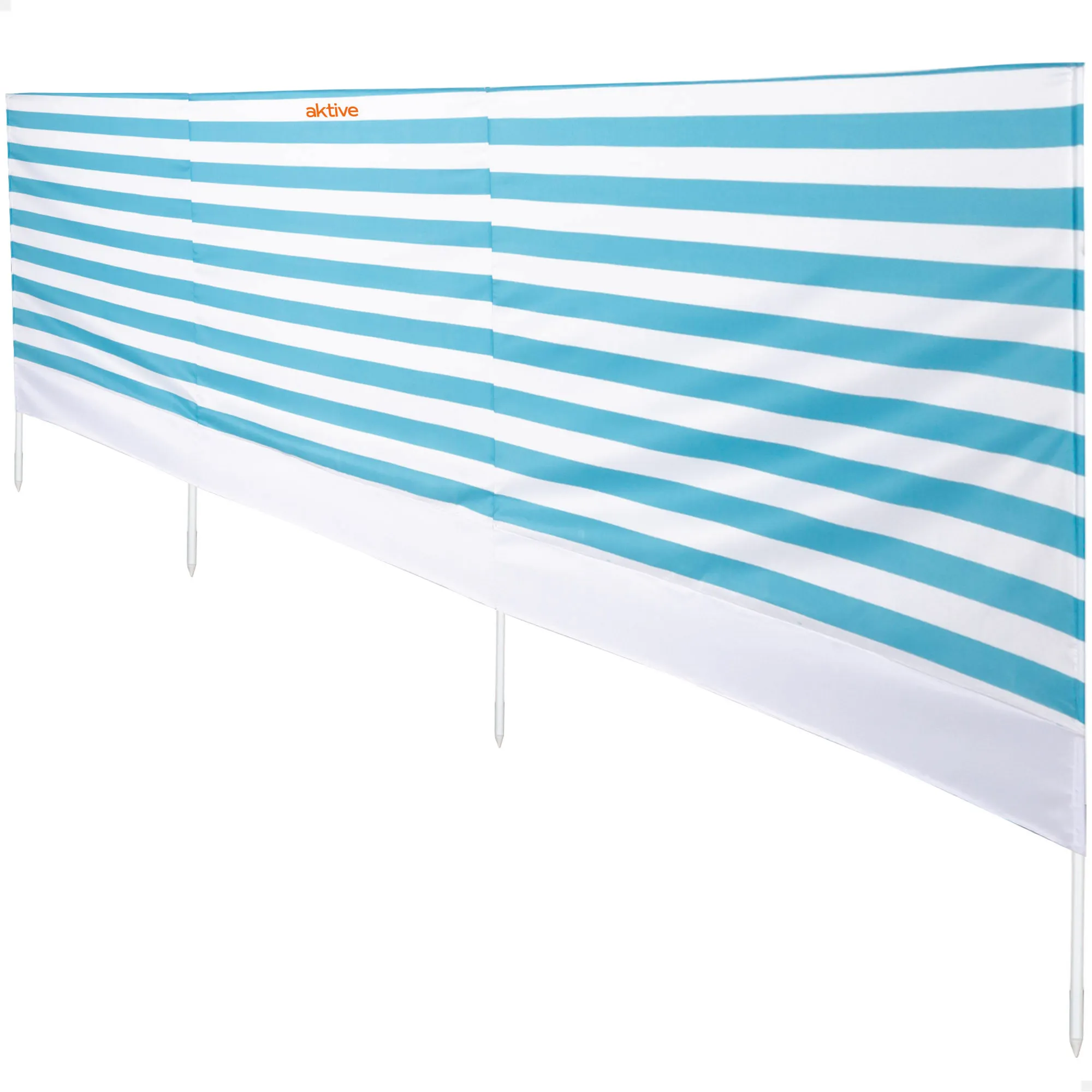 Aktive - Paravientos playa, 480x100 cm, rayas marineras, tejido poliéster, estructura acero, incluye 4 varillas, protección UV30, bolsillo, funda de transporte con asa, cortavientos para la playa