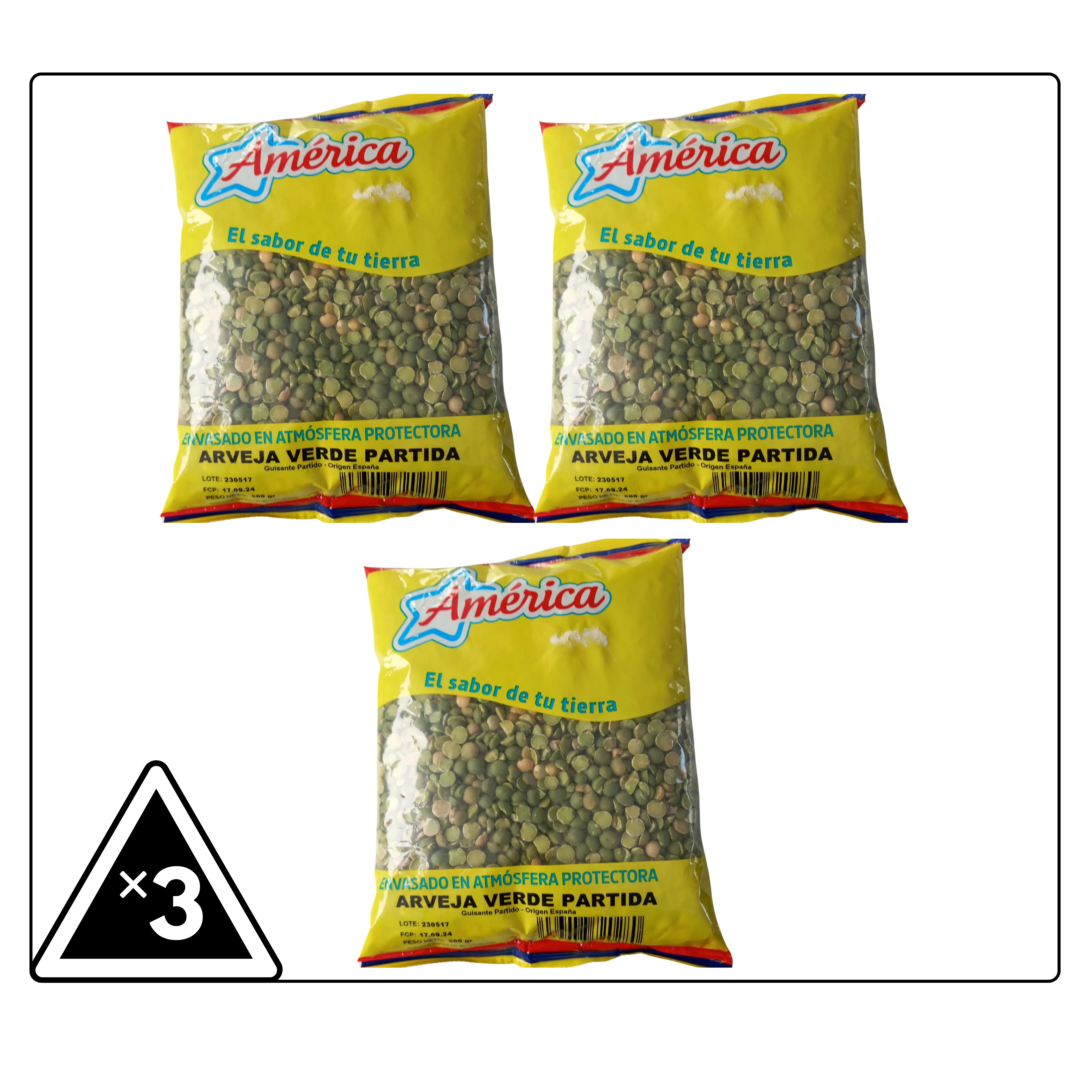 3 pack green peas split with protein, fiber and vitamins, AMERICA 500G of SPANA