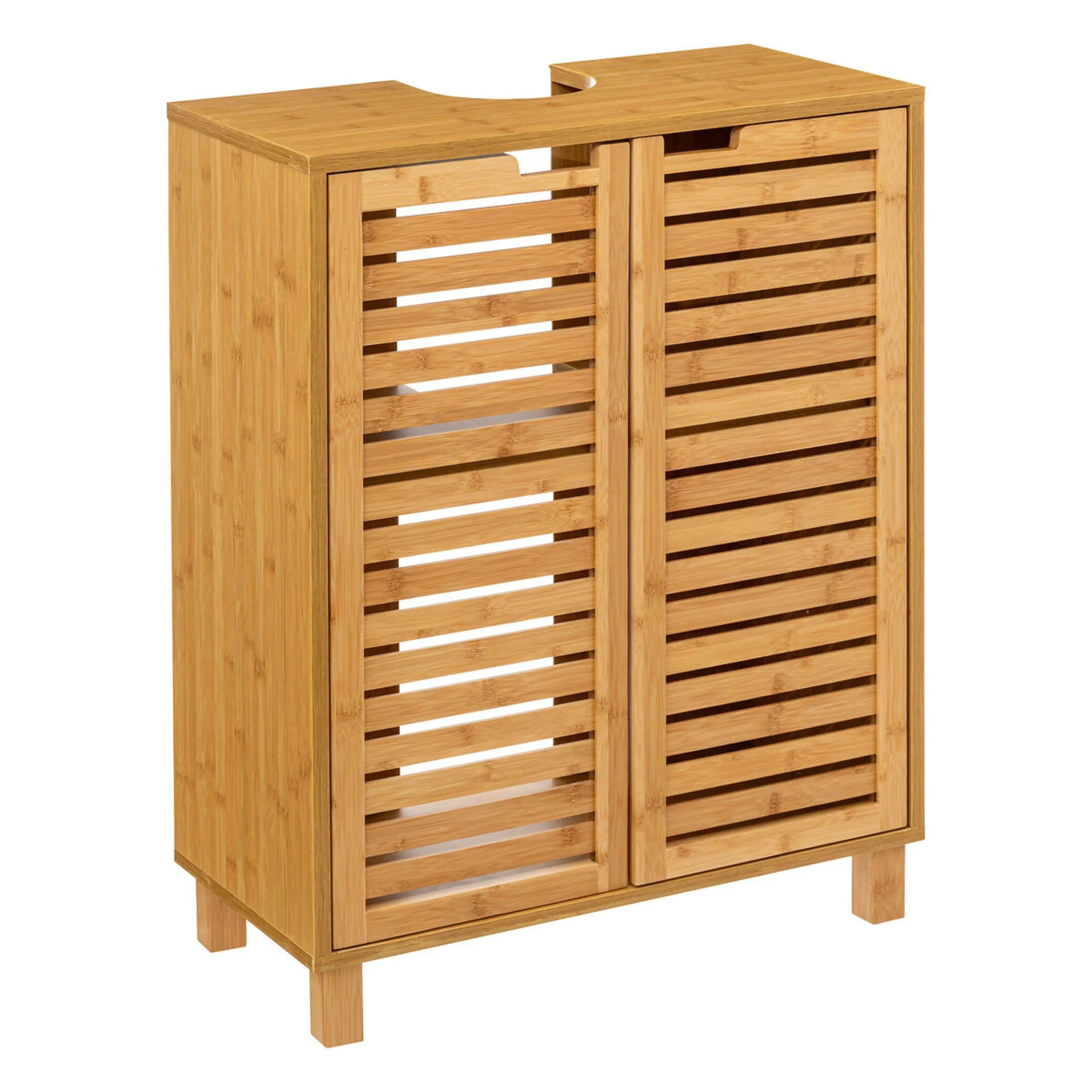 Miroytengo Mueble Bajo Lavabo Armario Auxiliar Baño Sicela 2 Puertas 1 Estante Puertas magnéticas Color Marrón 60 cm