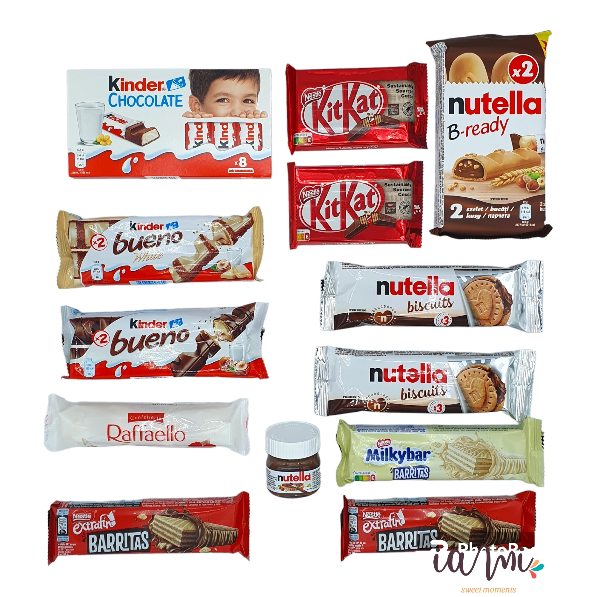 Gift Tray Mega Pack of Kinder Chocolates - Nutella - Rafaello - Nestle. +15 Units. Original Gift Tray Box with Kinder Bueno, Nutella, Rafaello Pralines, Nestle Chocolates [Iami]