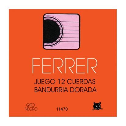 Juego de cuerdas para Bandurrria Ferrer by Gato Negro Doradas.12 cuerdas. Fabricadas en acero y latón dorado de alta calidad en España desde 1868