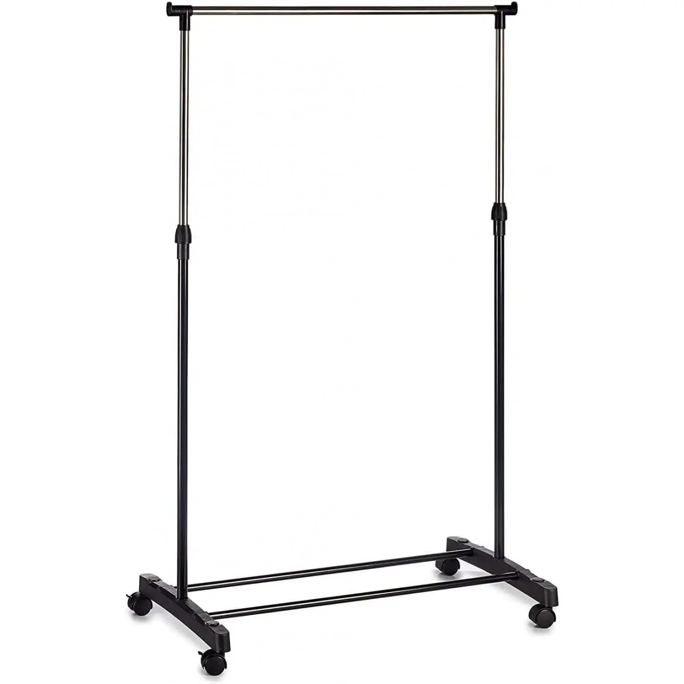 Perchero de Pie con Ruedas Estructura Metalica Extensible 82x42x90-160cm, organizador de dormitorio y salón, perchero de ropas y zapatos