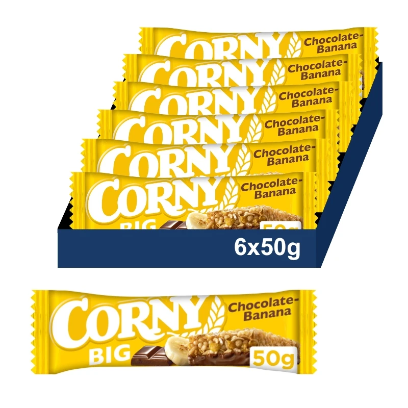 CORNY Big Barritas Cereales de Chocolate y Banana. Pack 6x50gr