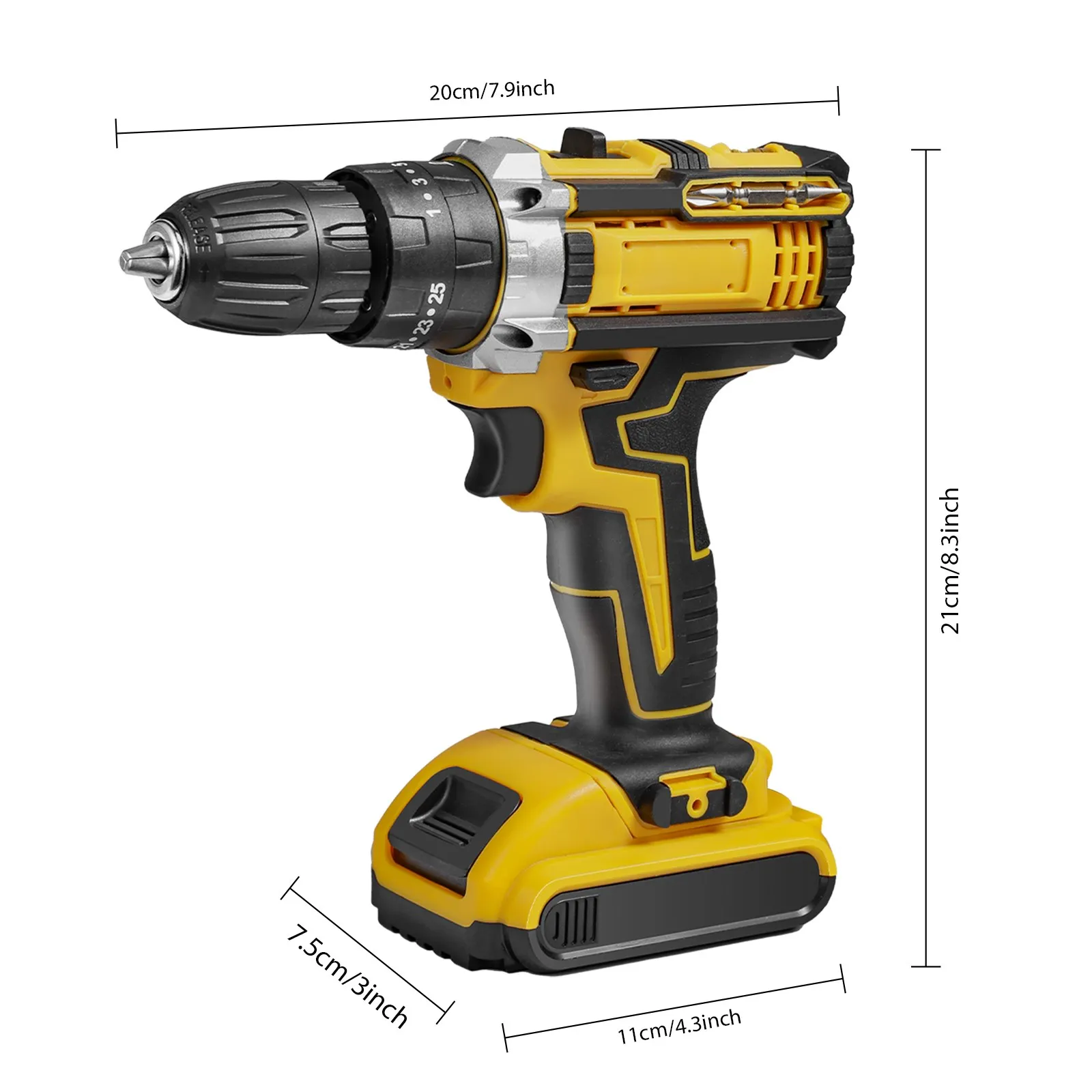 Cordless Impact Drill Electric Screwdriver with Lithium-Ion Battery, 18V, 400W, 45 Nm Torque for Home DIY, 3/8" Chuck Size, Lightweight 1.2 kg, CE Certified, Ideal Electric Tool for Gifts