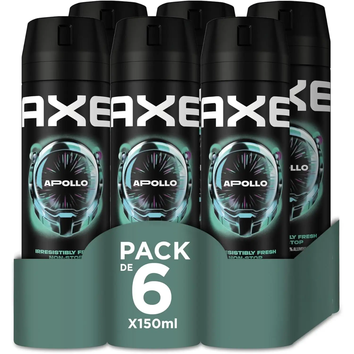 Axe Apollo Rock Desodorante Aerosol - 150 ml - Pack de 6 botes