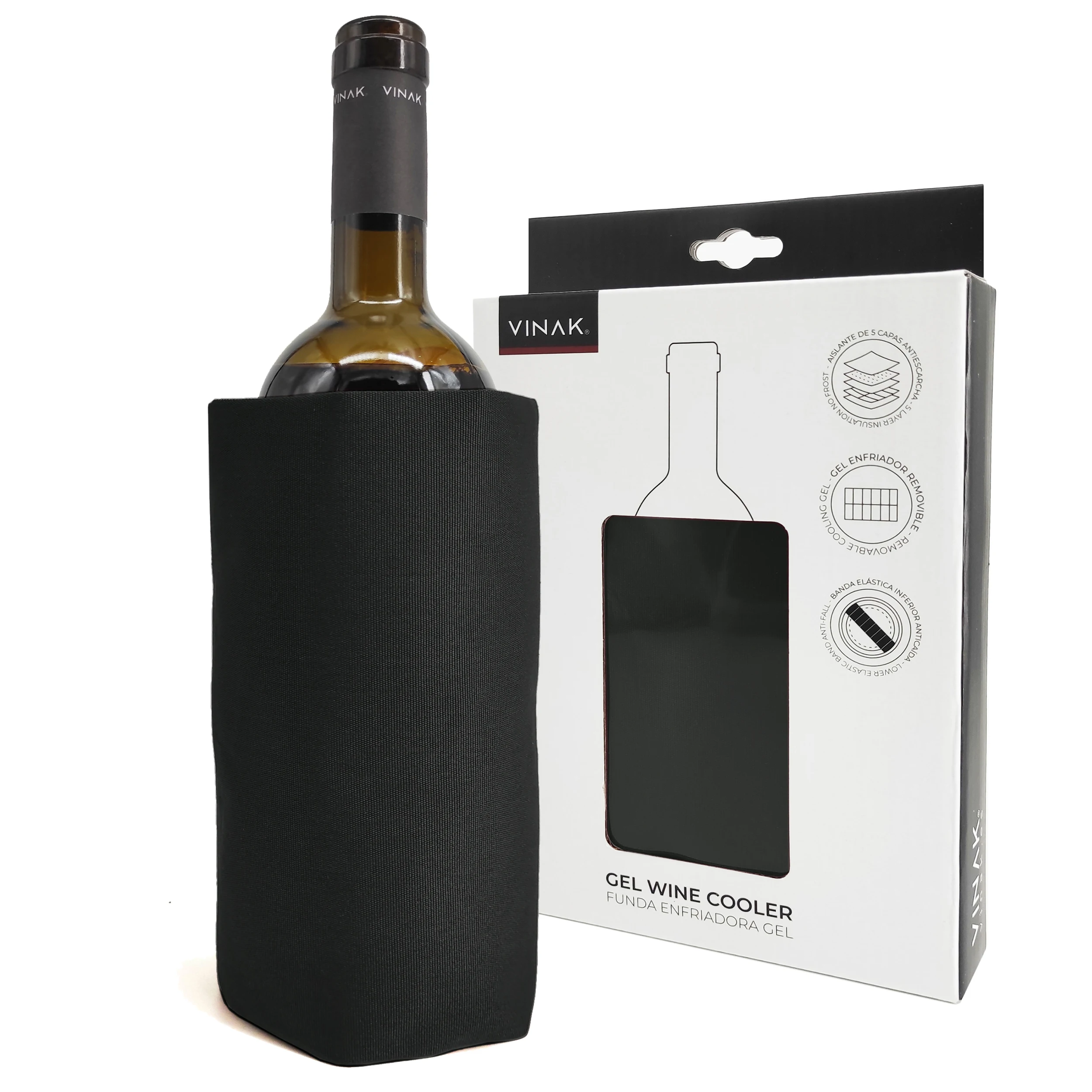 Wine bottle cooler case GEL VINAK Wine Cooler cooler with non-frost quality gel made with 5 layers insulation anti-fall bottom elastic band