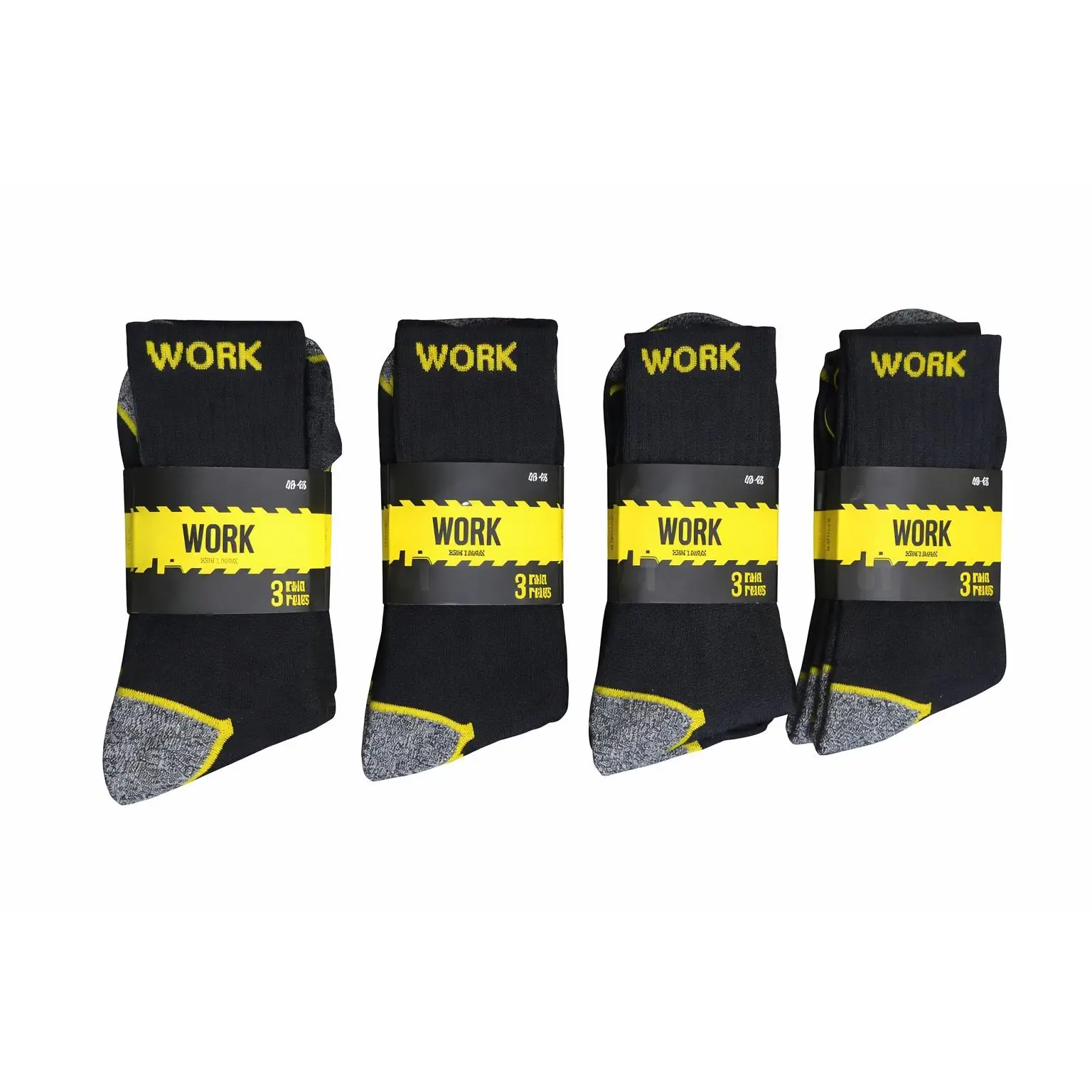 Pack 12 Calcetines Trabajo de Hombre WORK Algodón 95% Seguridad Botas Reforzados Transpirables Antirozaduras Talla 40-46