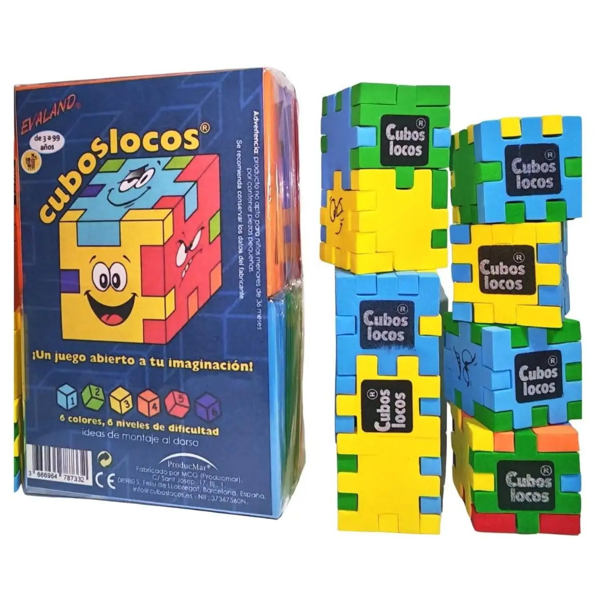 Paquete de 12 cubos locos, de Evaland. Los cubos locos estimulan la imaginación, desarrollan la inteligencia. Ideal para eventos, regalos y promociones.
