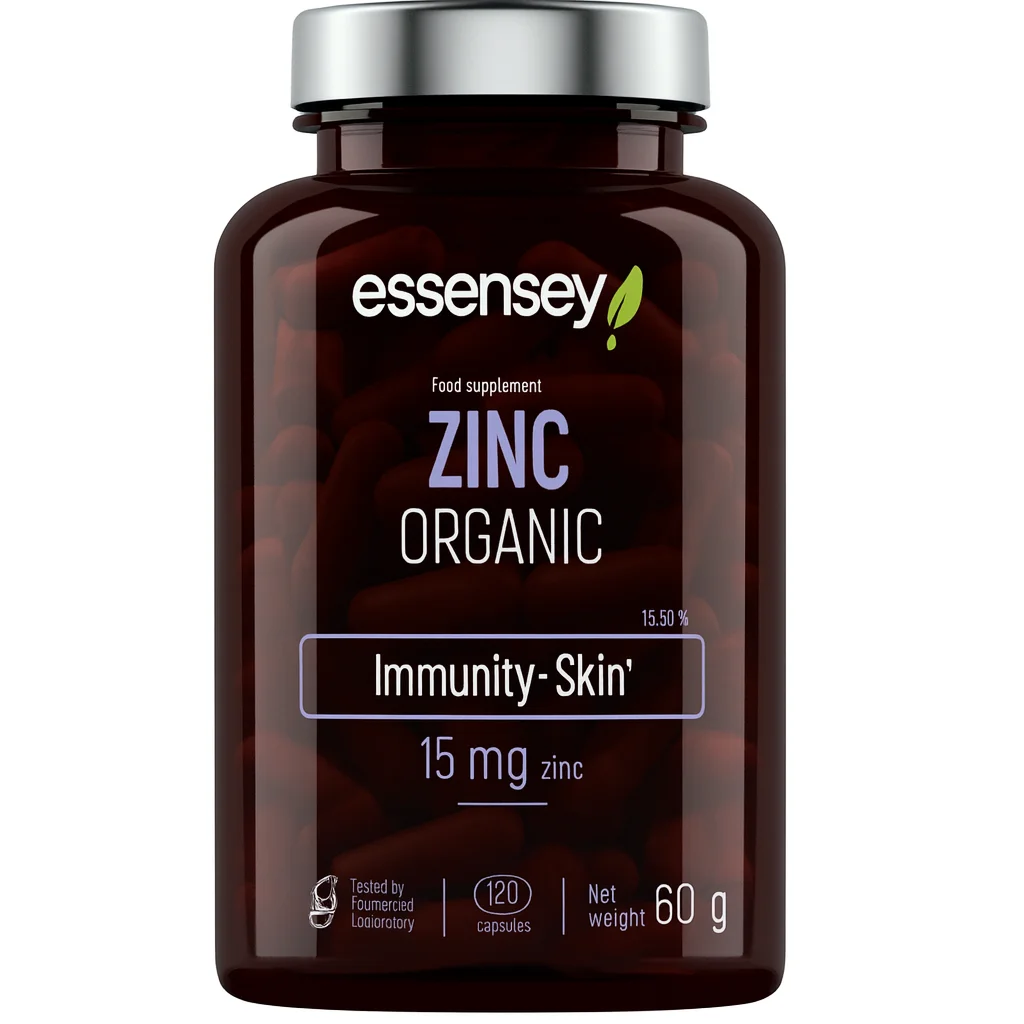 Zinc Orgánico Essensey 120 Cápsulas | Inmunidad, Piel Sana y Antioxidante Natural