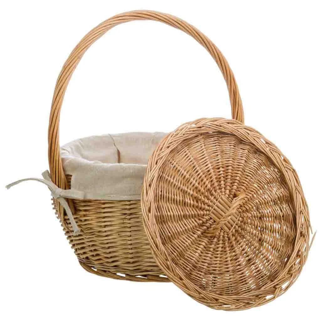 Wonderlust Deco - Cesta de mimbre marrón forrada 32x32x20/28 Marrón 32x32x20/28h cm