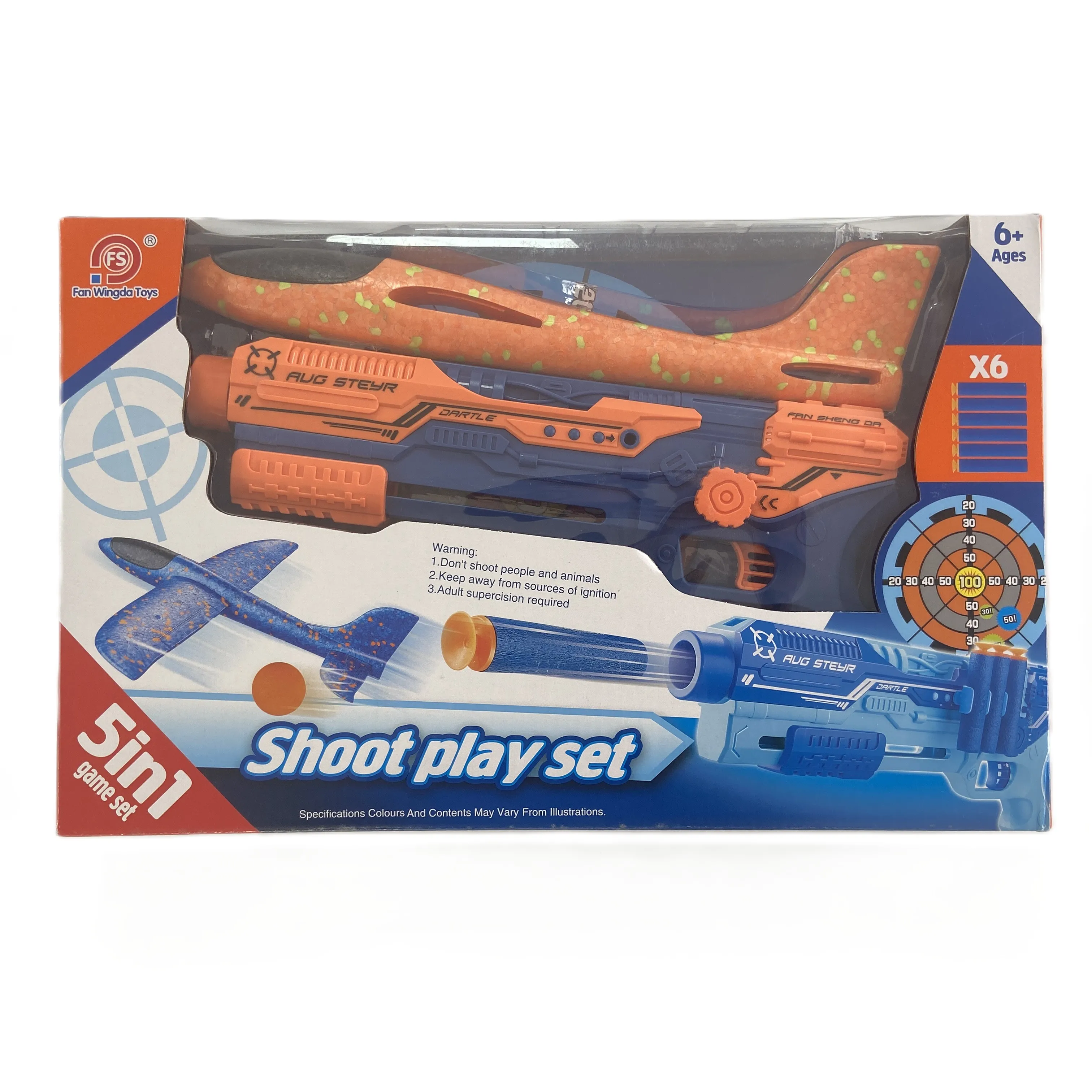 Pistola Lanzadora de Aviones y Dardos Espuma 5 en 1, Set de Tiro con Diana y Avión Planeador, Juguete Infantil 6+
