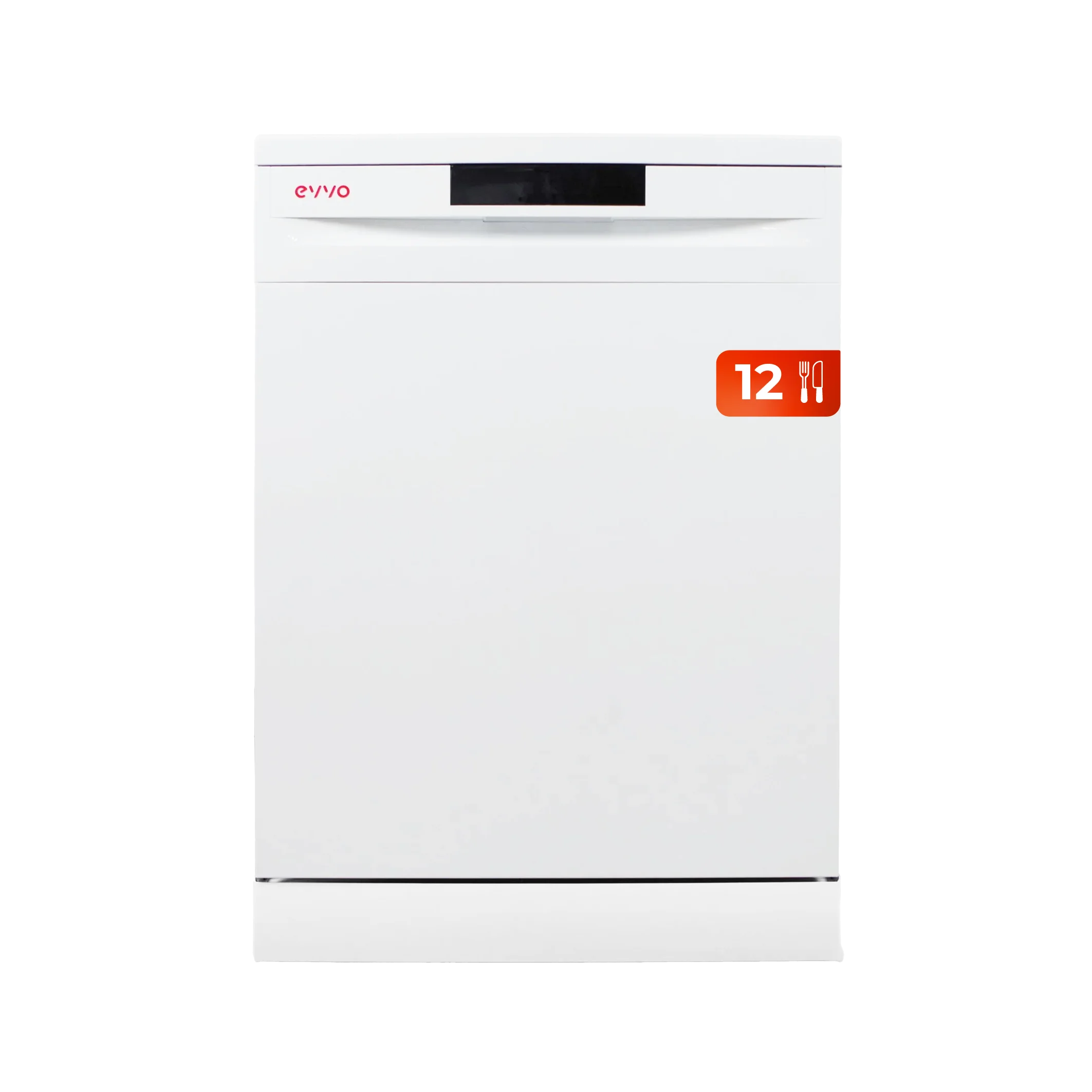 EVVO Lavavajillas 60 cm D1, 12 Cubiertos, 5 Programas, Bandeja ajustable, Panel oculto, Blanco/Inoxidable