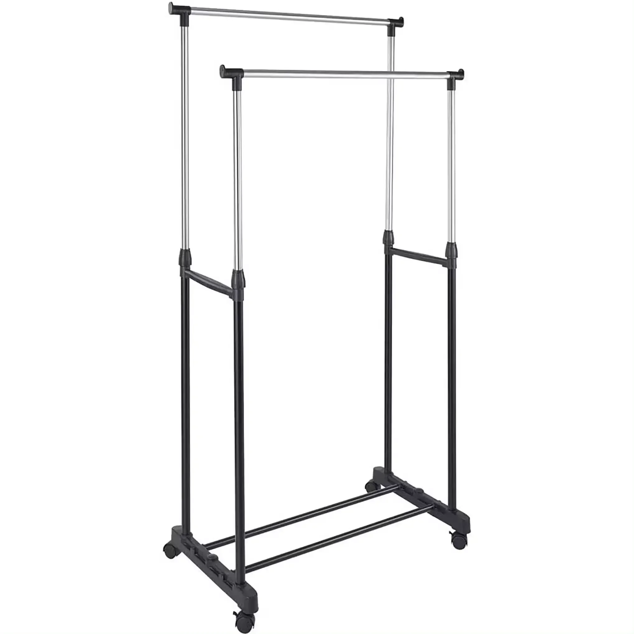 Perchero de Pie para Ropa Resistente Tipo Burro con Ruedas de Metal - Altura Ajustable - Organizador 80x43x90/160cm para Dormitorio, Entrada y Pasillo