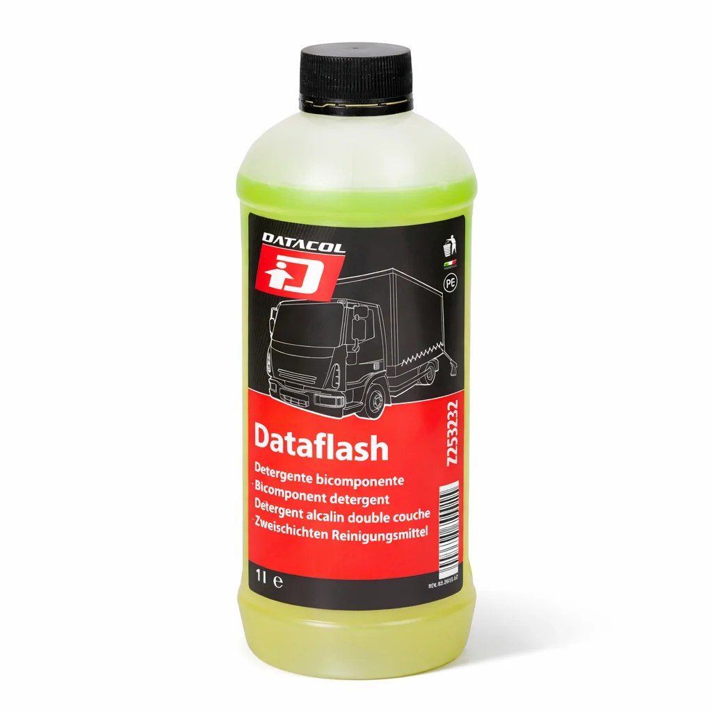Detergente Alcalino Bicomponente DATACOL DATAFLASH 1 Litro - Alto Poder Desengrasante para Vehículos, Maquinaria y Superficies Industriales - Rinde hasta 70 Litros