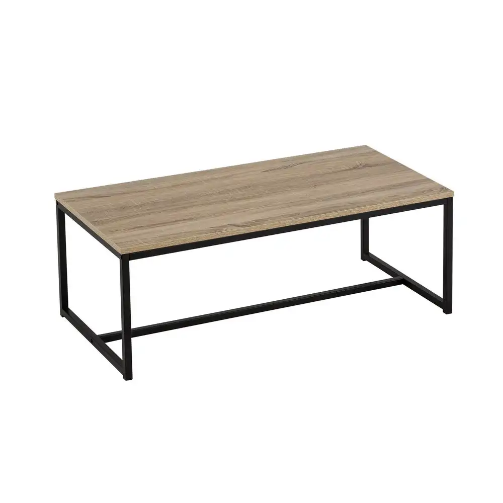 Lola Home Mesa de centro de acero y madera negra de 36x50x100 cm