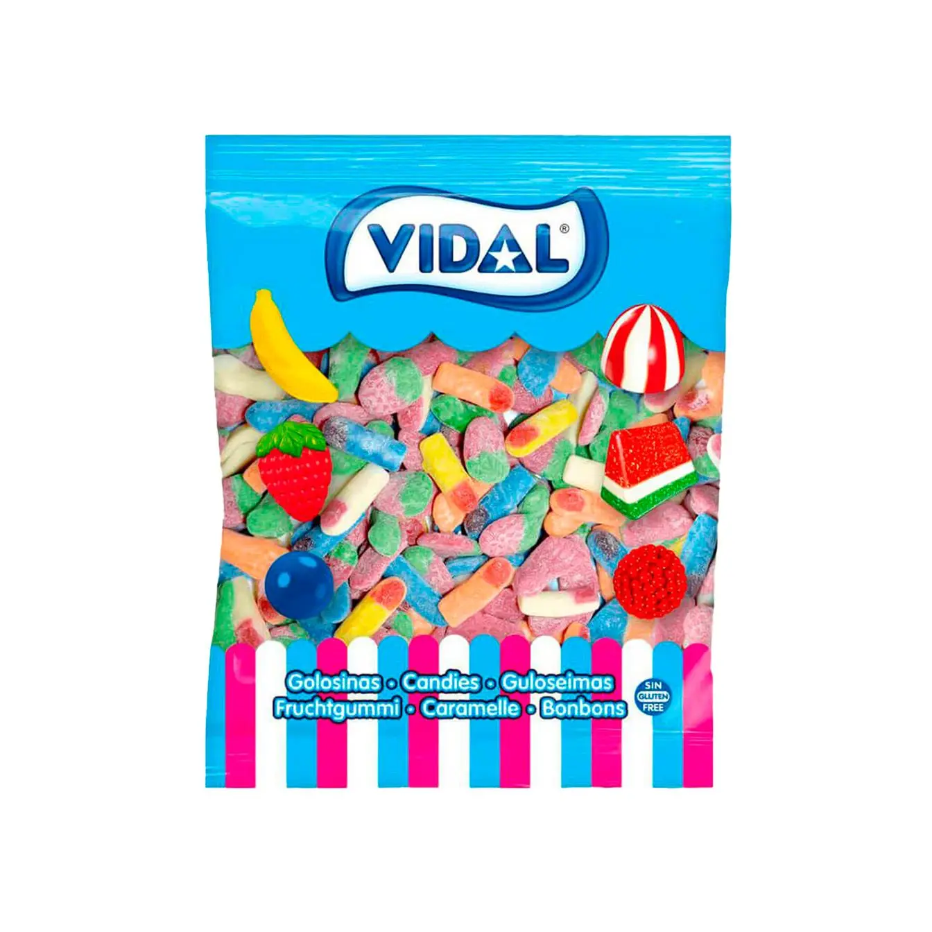 Lival acid mega-1Kg explosive flavor: strawberry, raspberry and fun in every bite (Gluten-free, fat-free)