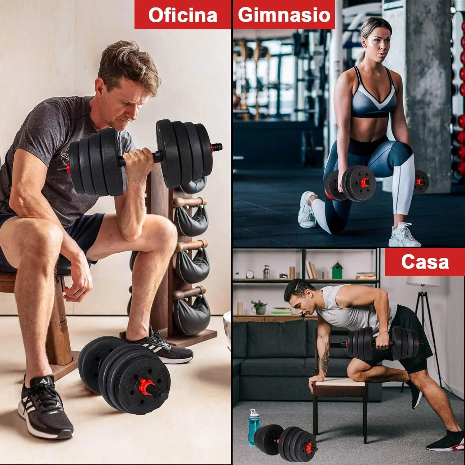 DECODEKO 30kg Adjustable Dumbbells Set with Anti-Slip Handles, multifunctional weights for home gym training, includes straight bars, perfect for strength exercises and available in multiple weight options (10/15/20/30/40/50KG).