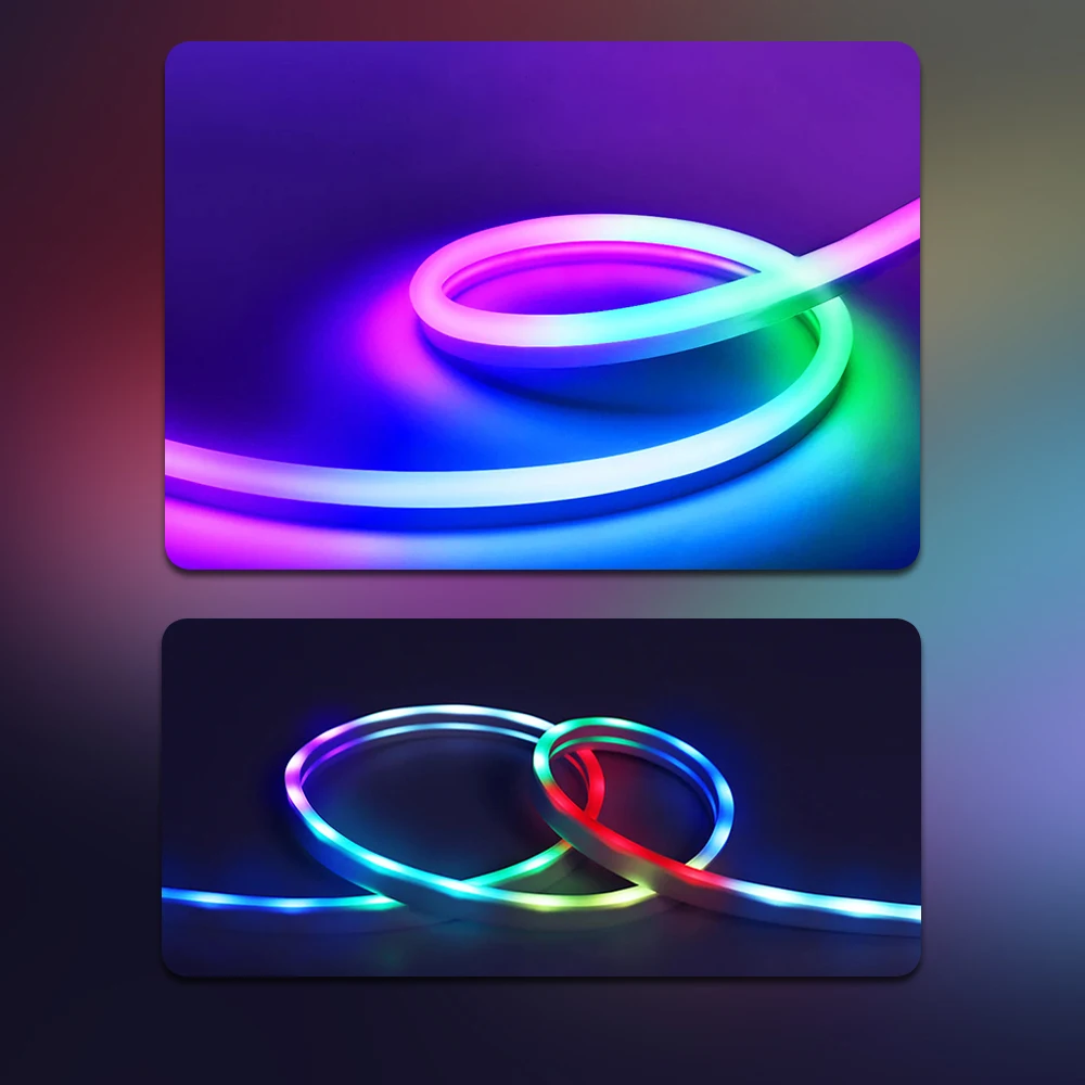 VENTRONIK Neon Led Strip 5 meters Flexible Led Strip RGBIC waterproof IP67 silicone Led Strip, local decoration and discos, party and game room with Alexa and Google Assistant,