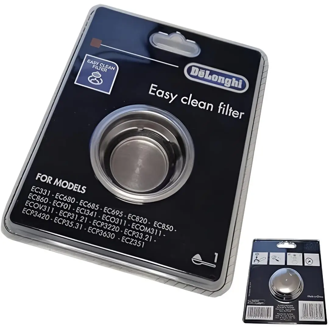Delonghi Filtro Cafetera Easy Clean 5513280991 Compatible con cafetera Delonghi, Acero inoxidable, 1 taza de capacidad