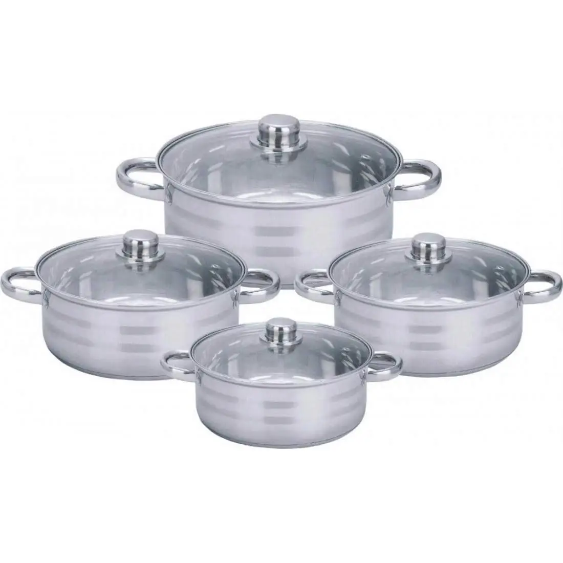 ROYAL SWISS Batería de cocina de 8 piezas de acero inoxidable para inducción