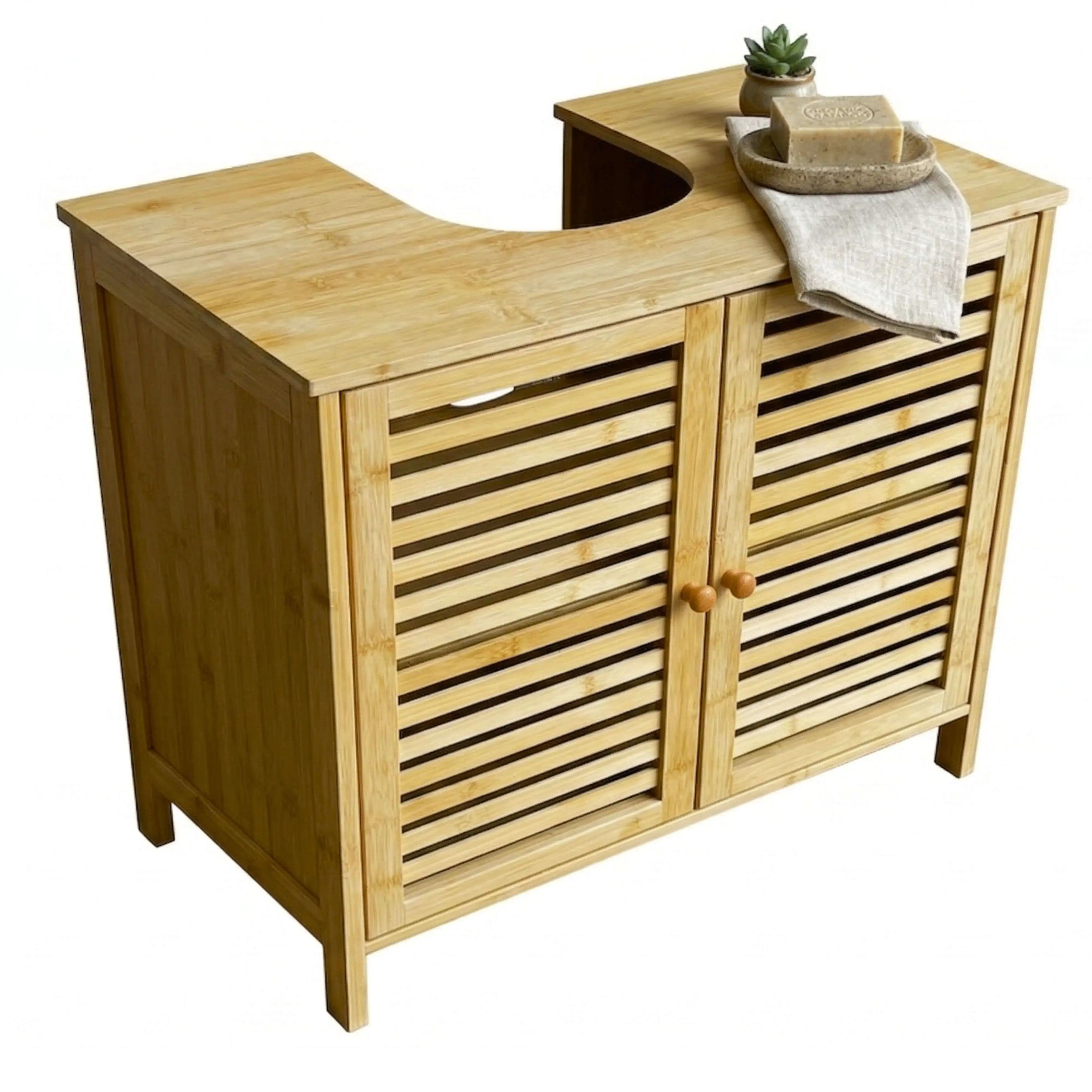 Miroytengo Mueble Bajo Lavabo Armario Auxiliar Baño Take 2 Puertas 1 Estante Puertas magnéticas Color Marrón 60 cm
