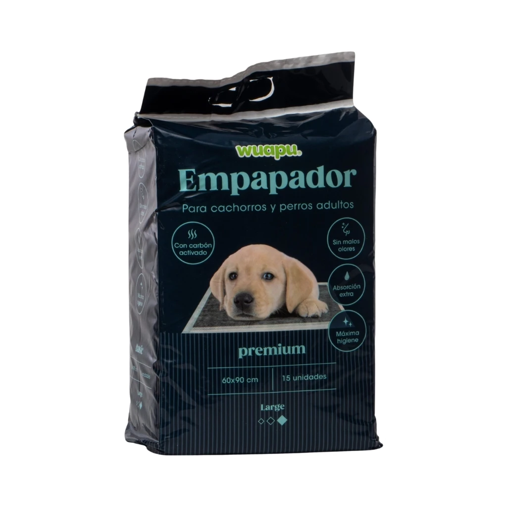 WUAPU Empapadores Higiénicos con Carbón Activado (60x90 cm) - Alta Absorción y Control de Olores (15 o 30 Unidades)