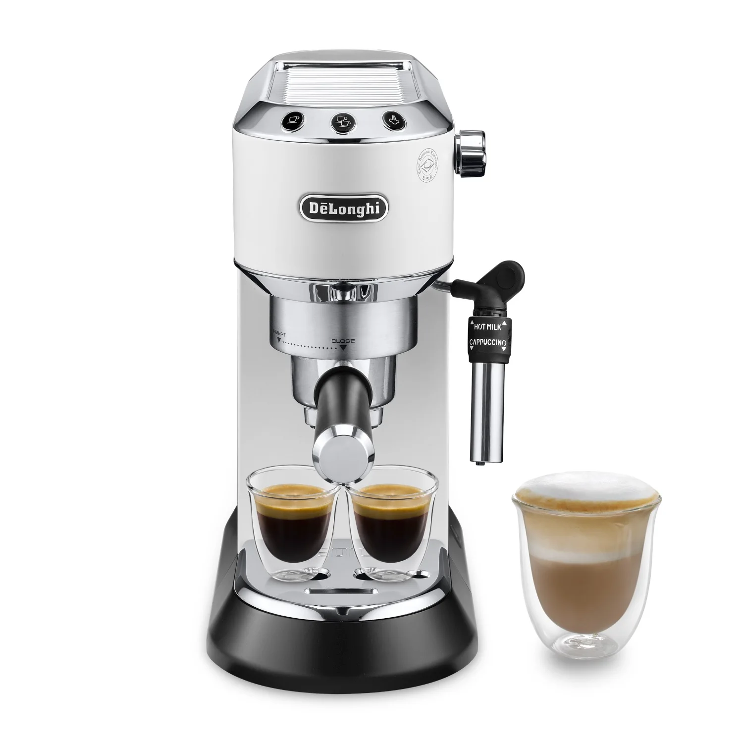 De'Longhi-dedicates Italian Espresso coffee maker. Gourmet coffee machine at home. 15 bar pressure, capacity 1.1L, 1300W. EC685 model