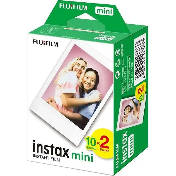 Fujifilm instax mini pack de 2x10 peliculas de fotos instantaneas - validas para todas las camaras mini de instax - formato de impresion (tamaño de la imagen: 46x62mm)