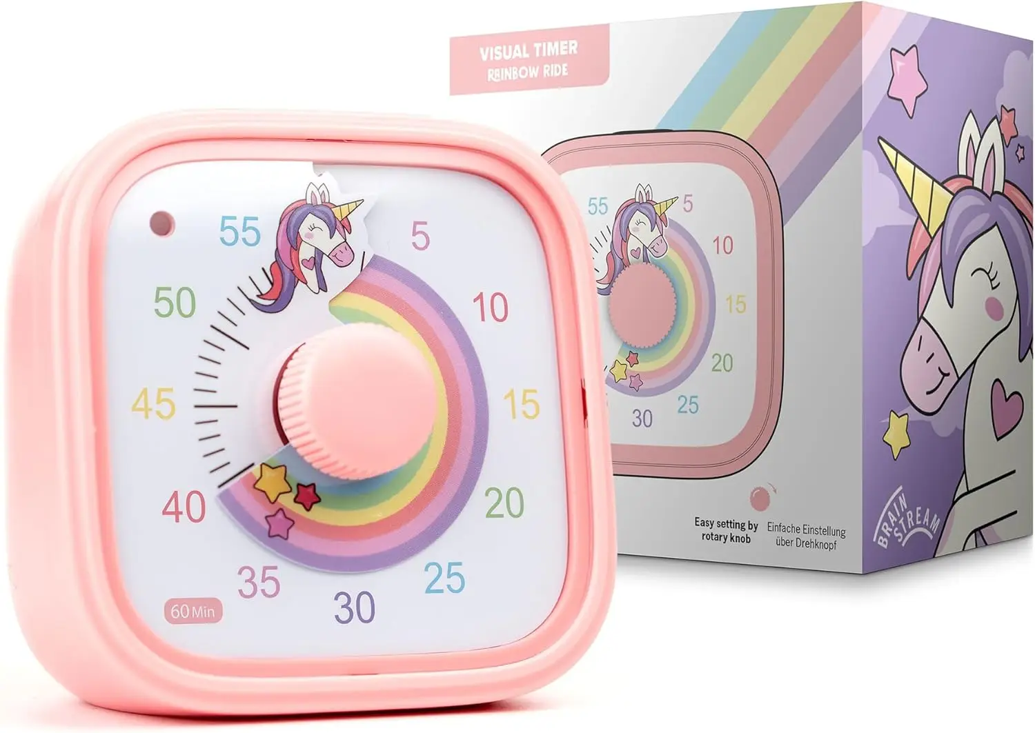 Visual timer for kids – time management tool – 60 minute countdown – encourages concentration and productivity – for school, play, learning and toothbrushing – colorful and fun design (pink) #2