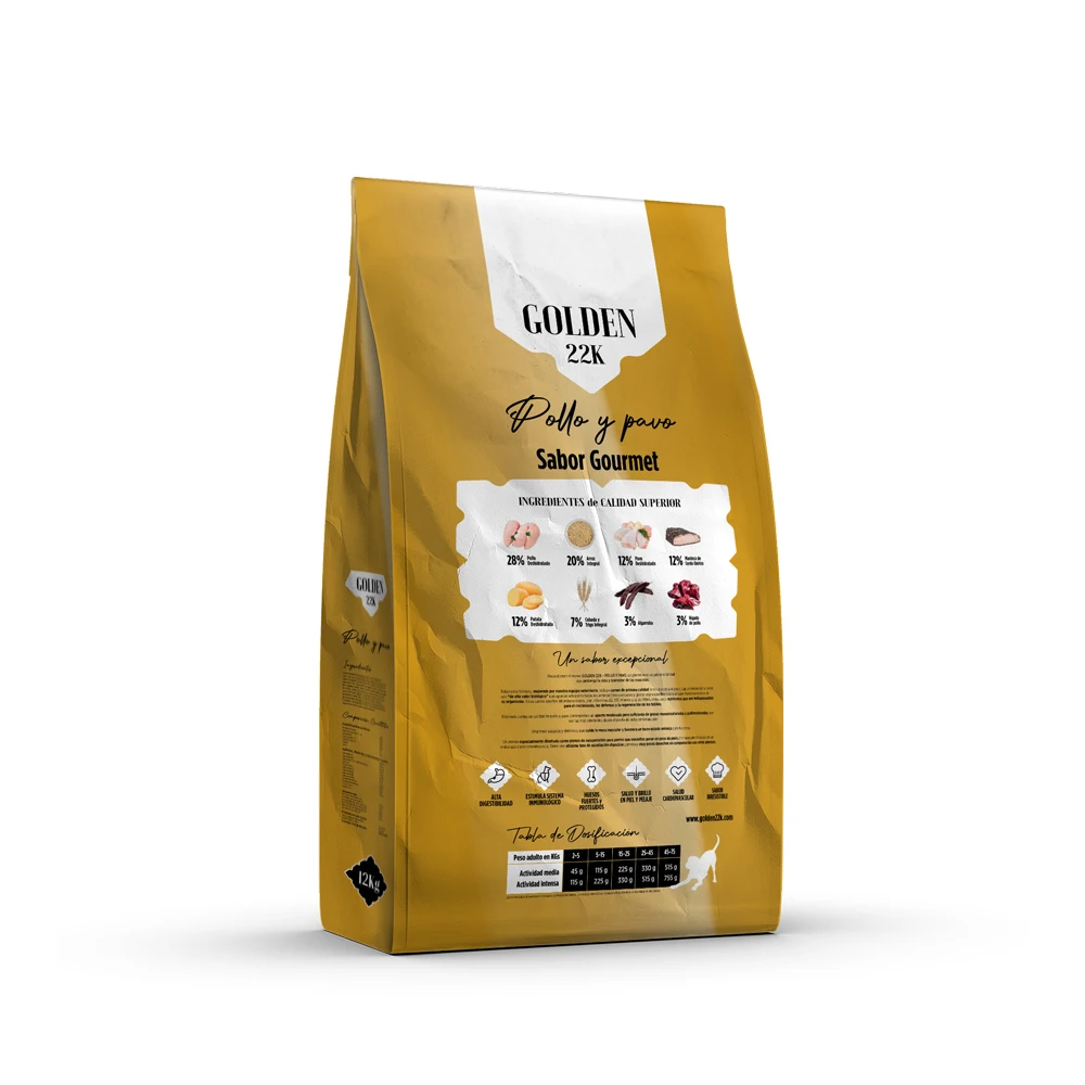 Golden feed 22k chicken and turkey for adult dogs-12kg-complete and balanced food for all breeds and sizes