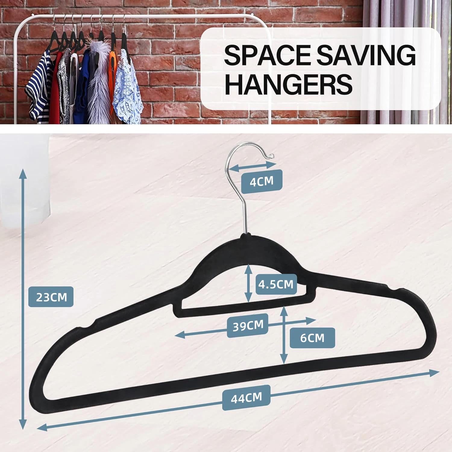 Decodeko velvet clothes hangers 41 x 22 x 0.5 cm - pack of non-slip hangers in black - hangers for clothes and pants - save space with our velvet hangers