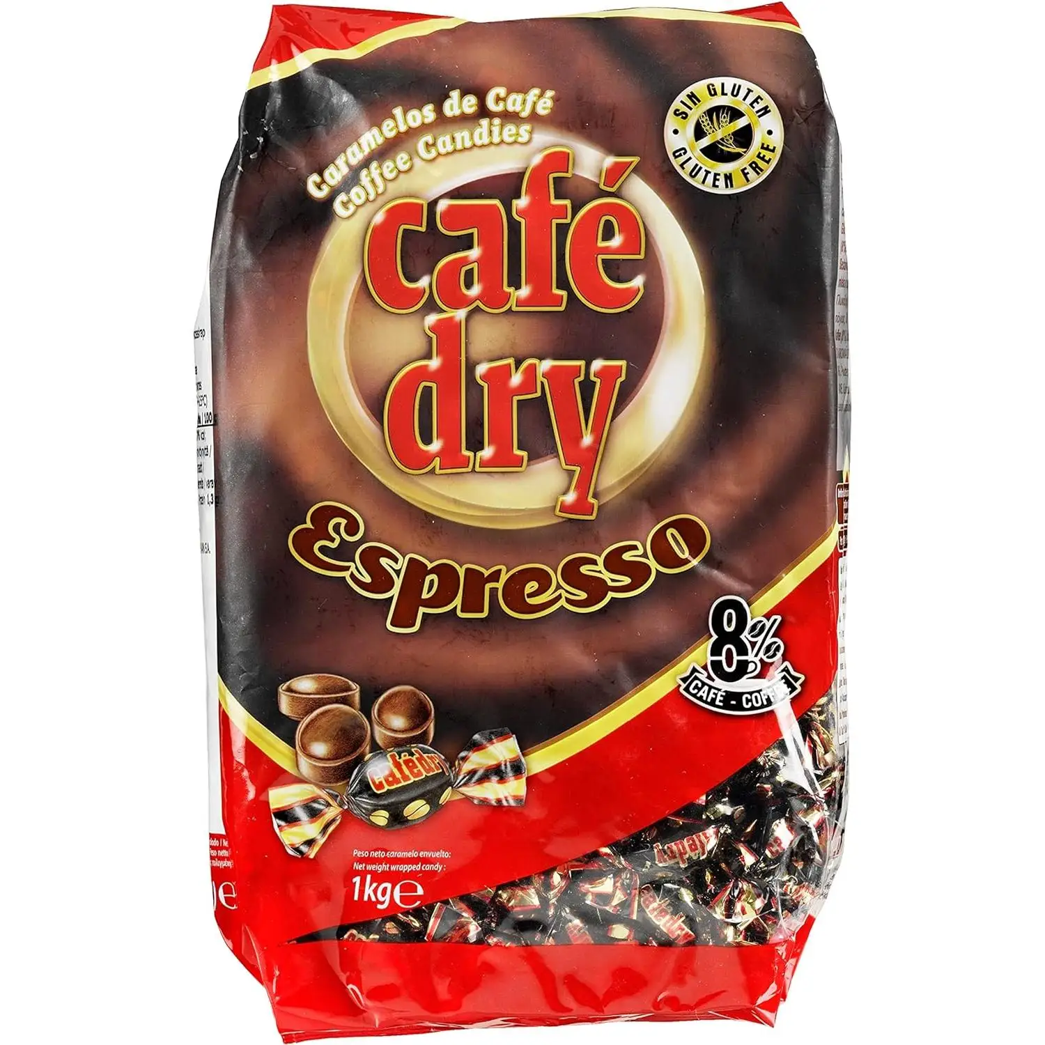 Caramelos Café - Cafe Dry Espresso - Caramelos Duros con Sabor a Cafe - Bolsa Kilo - Caramelo Cafe Dry - Sin Gluten - Caramelo Cafe Intervan