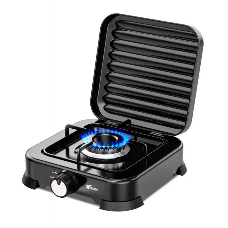 Cocina de Gas Portátil Thulos TH-GS61 - 1 Quemador de 75,5 mm - Potencia de Fuego Ajustable - Apta para gas Butano y propano - Cocina en cualquier parte con este maletín portátil