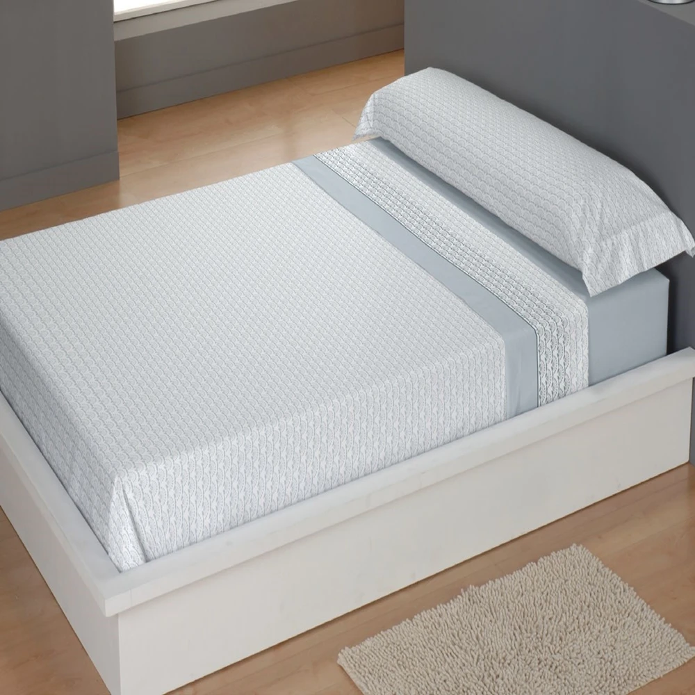 CARPE DIEM Juego de Sábanas de Microfibra Estampada Mod. JENNY Color Azul- Conjunto de Ropa de Cama 3 o 4 Piezas para Cama 90, 105, 135, 150, 150/160 (2 Almohadas)  y 180 cm, Suaves, Transpirables