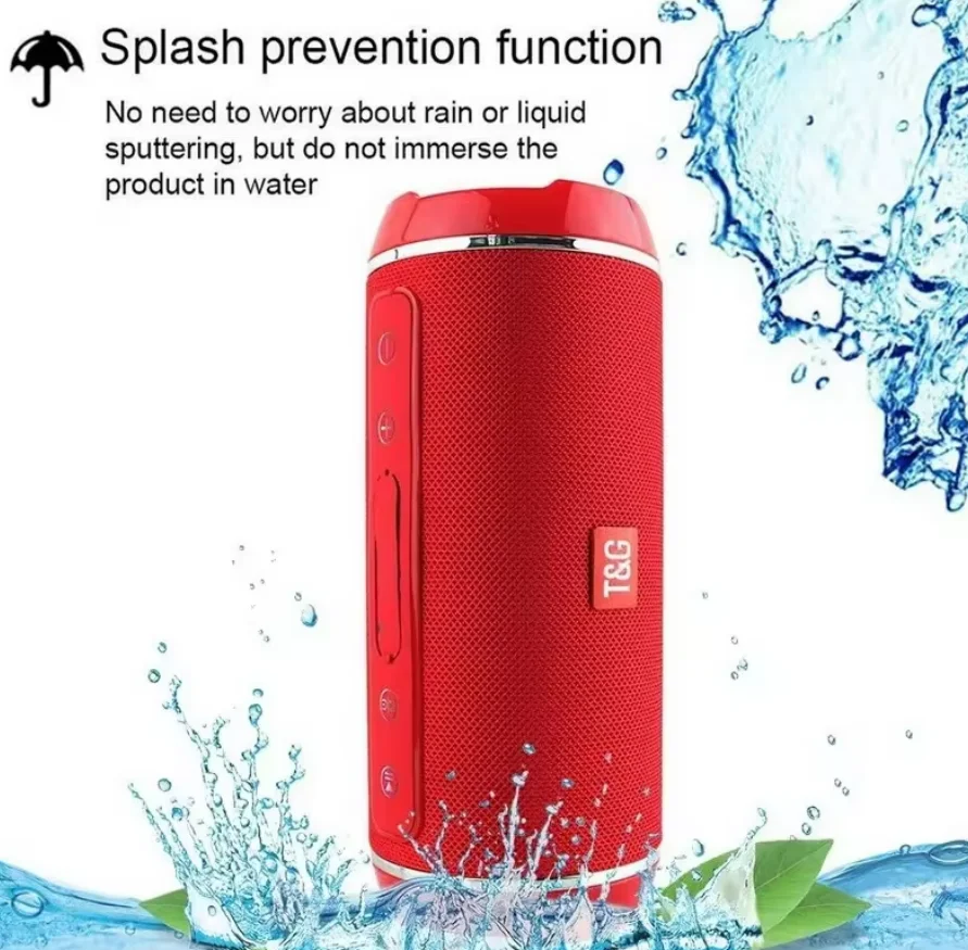 T&G Portable Bluetooth Speaker TG 116, 5W, IPX5 Waterproof, Powerful Stereo Sound for Outdoor Use, Ideal for Music Lovers, Great Portable Speaker.